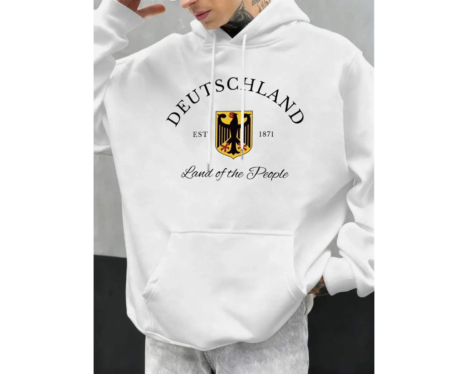Almanya Halkın Ülkesi Desen Erkekler Kapüşonlular Cep Trendy Sokak Giyimi Tüm Maç Hip Hop Hoo