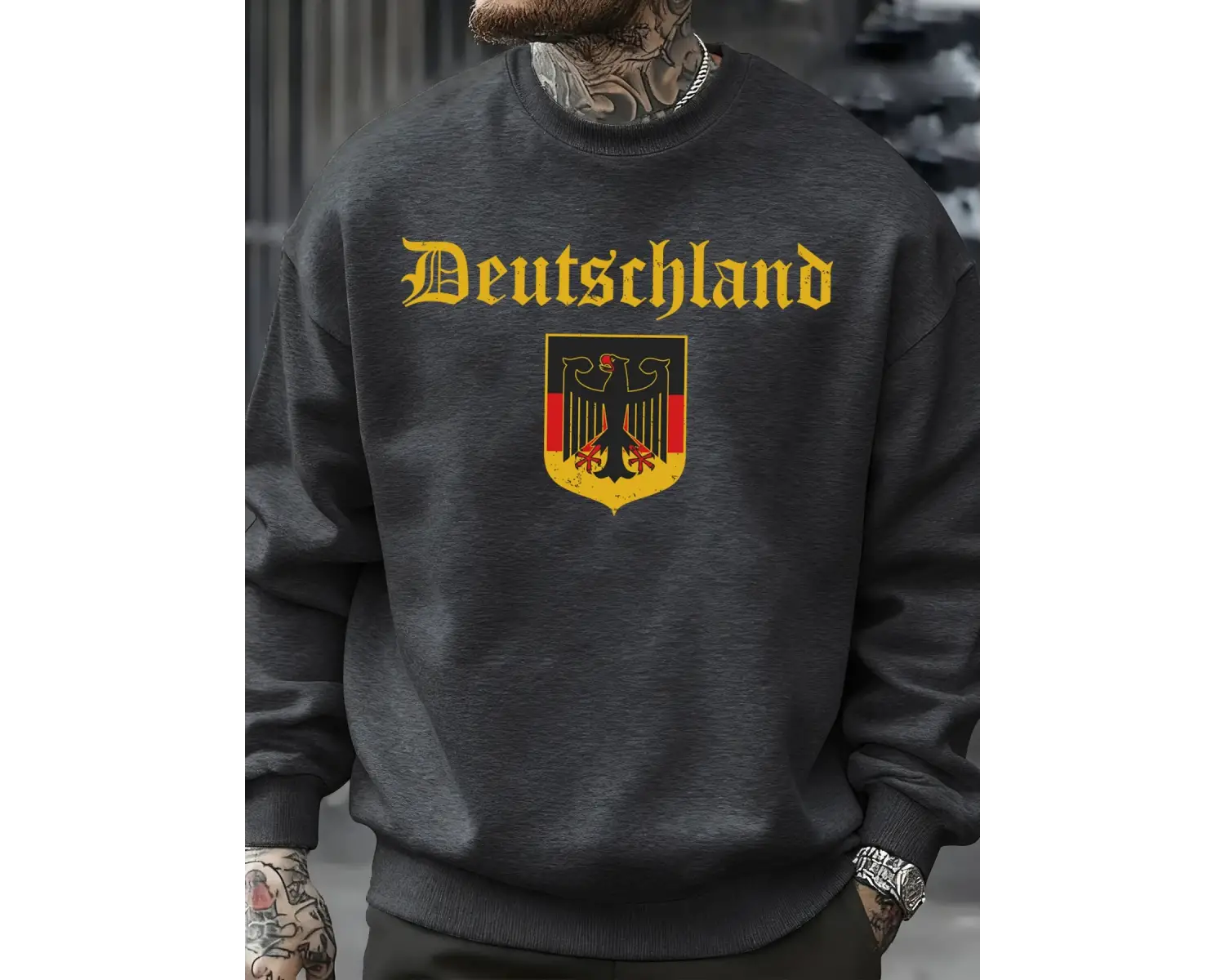 Almanya Ulusal Amblem Desen Erkekler Spor Yumuşak Büyük Boy Kazak Rahat Moda Kazak Sonbahar E