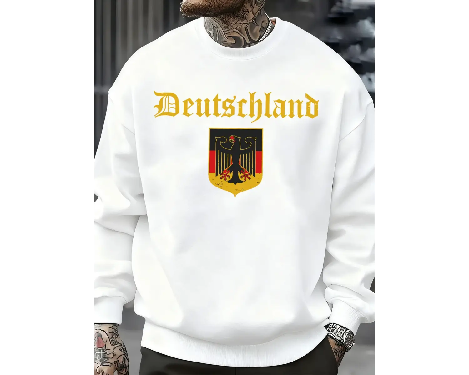 Almanya Ulusal Amblem Desen Erkekler Spor Yumuşak Büyük Boy Kazak Rahat Moda Kazak Sonbahar E