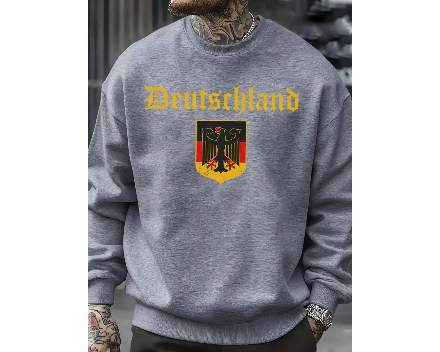 Almanya Ulusal Amblem Desen Erkekler Spor Yumuşak Büyük Boy Kazak Rahat Moda Kazak Sonbahar E