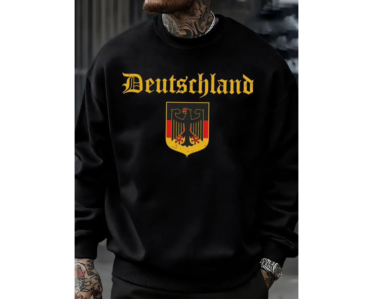 Almanya Ulusal Amblem Desen Erkekler Spor Yumuşak Büyük Boy Kazak Rahat Moda Kazak Sonbahar E