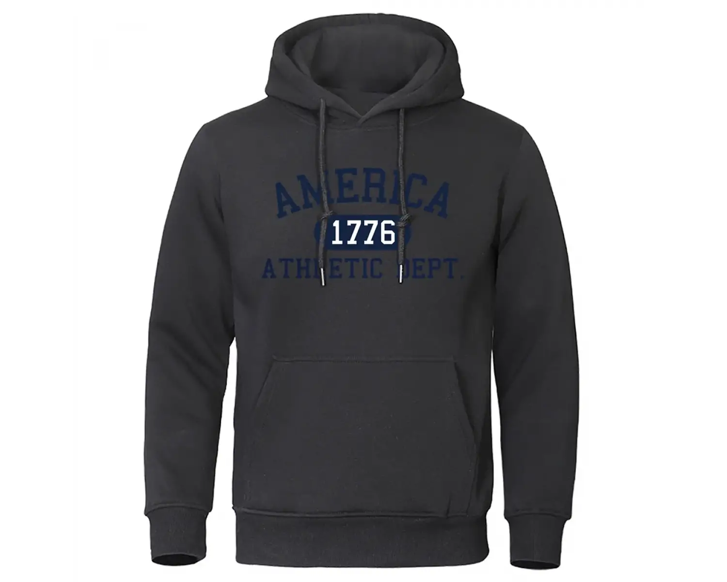Amerika 1776 Atletik Dept Mektup Baskı Erkek Kapüşonlular Cep O-Boyun Kazak Sonbahar Yumuşak