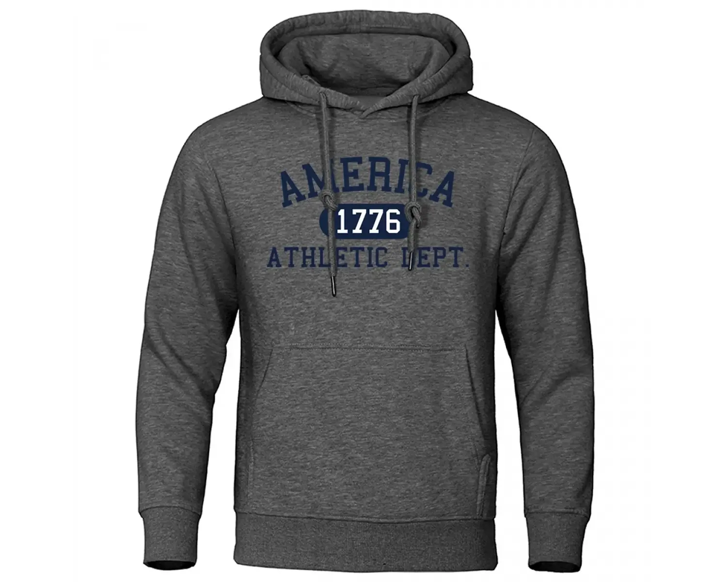 Amerika 1776 Atletik Dept Mektup Baskı Erkek Kapüşonlular Cep O-Boyun Kazak Sonbahar Yumuşak