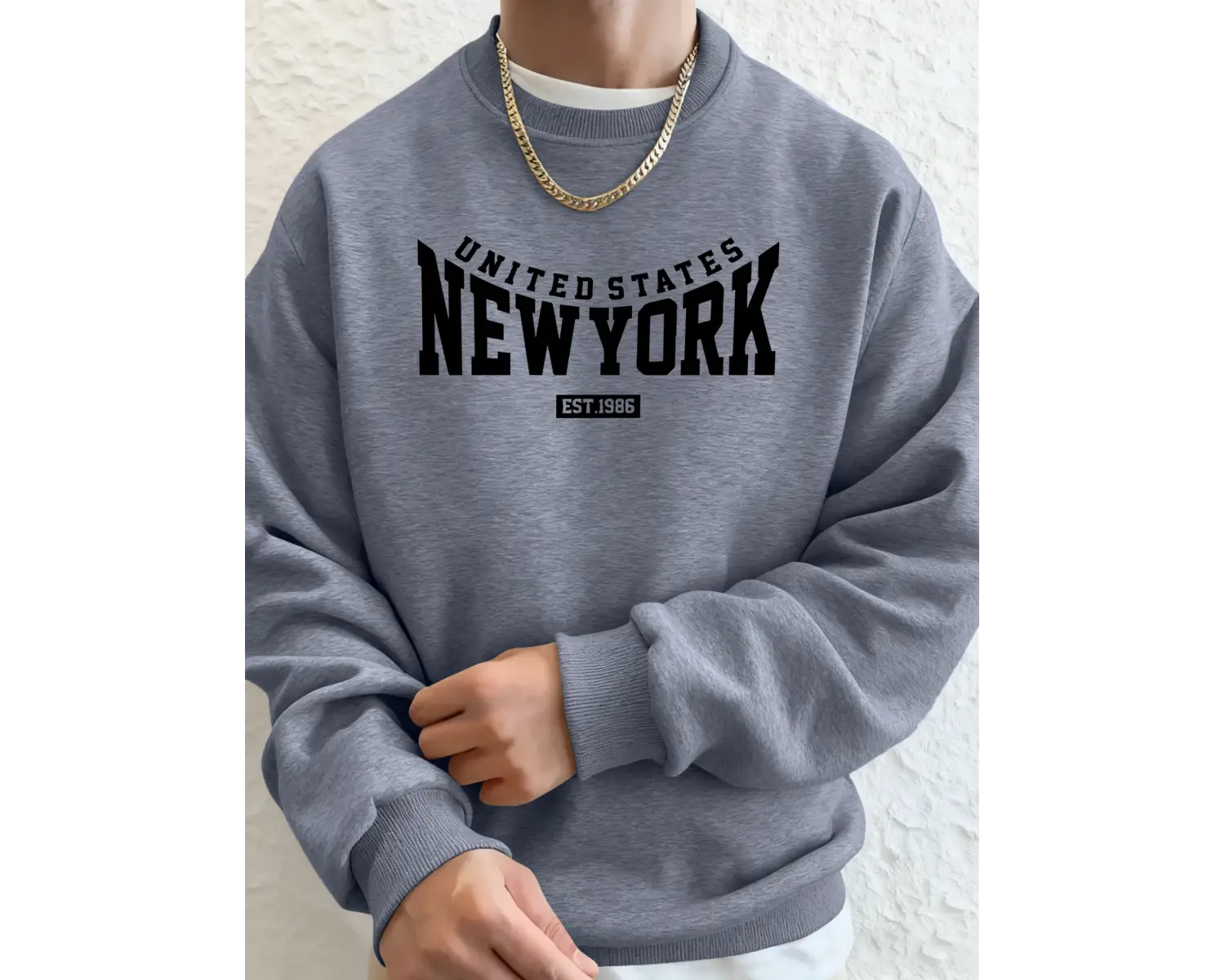 Amerika Birleşik Devletleri New York Est 1986 Baskılar Erkek Sonbahar Spor Tişörtü Bol Rahat