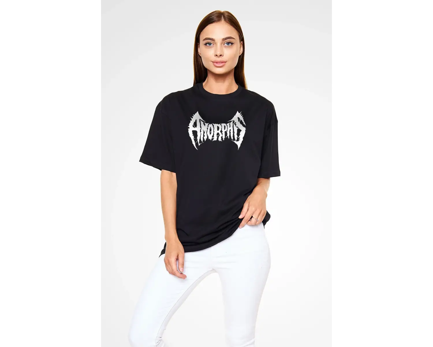 Amorphis Siyah Unisex Oversize Tişört T-shirt