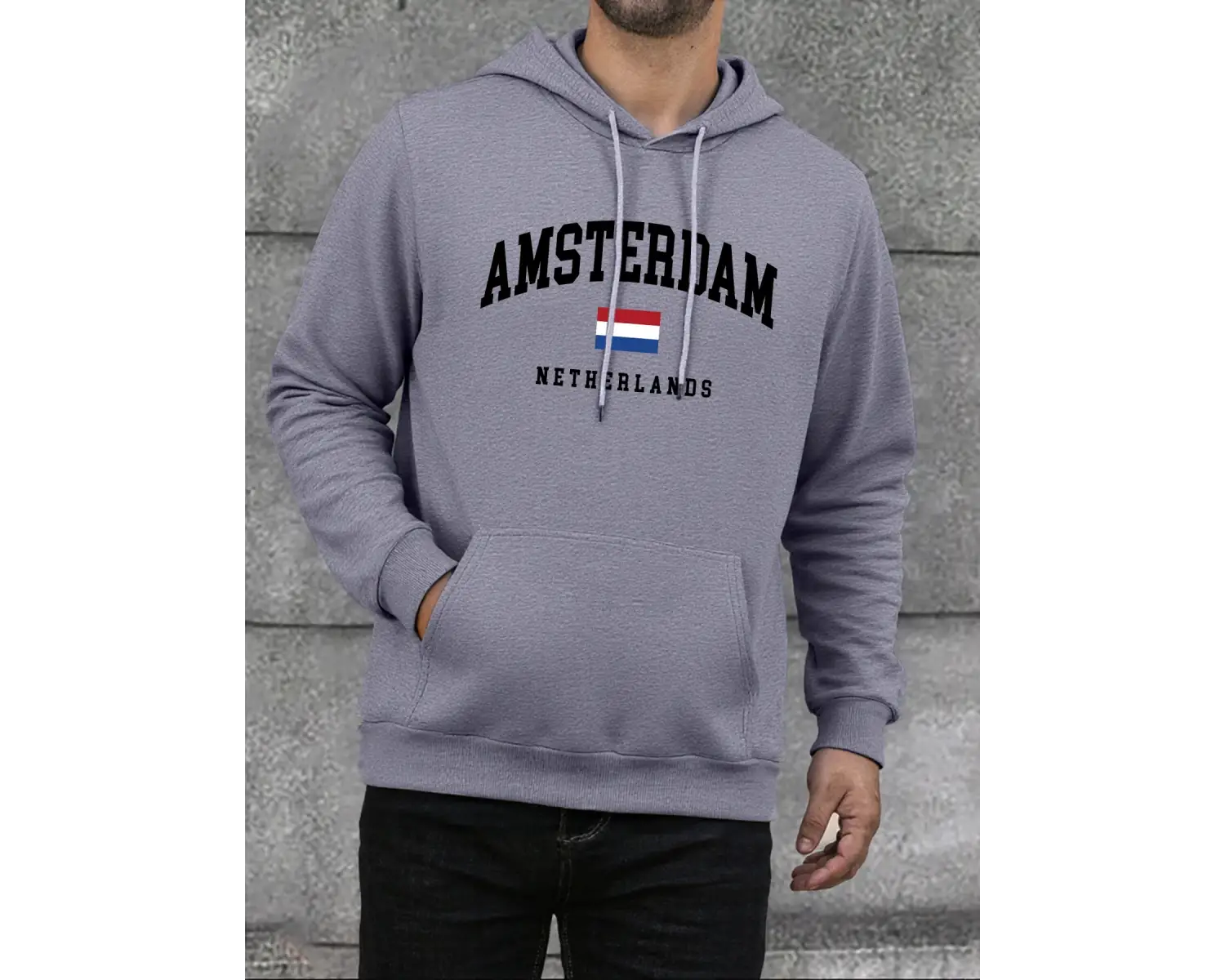 Amsterdam Hollanda Bayrağı Baskı Erkek Kapüşonlular Moda Rahat Kapşonlu Polar Gevşek Hoody Yü