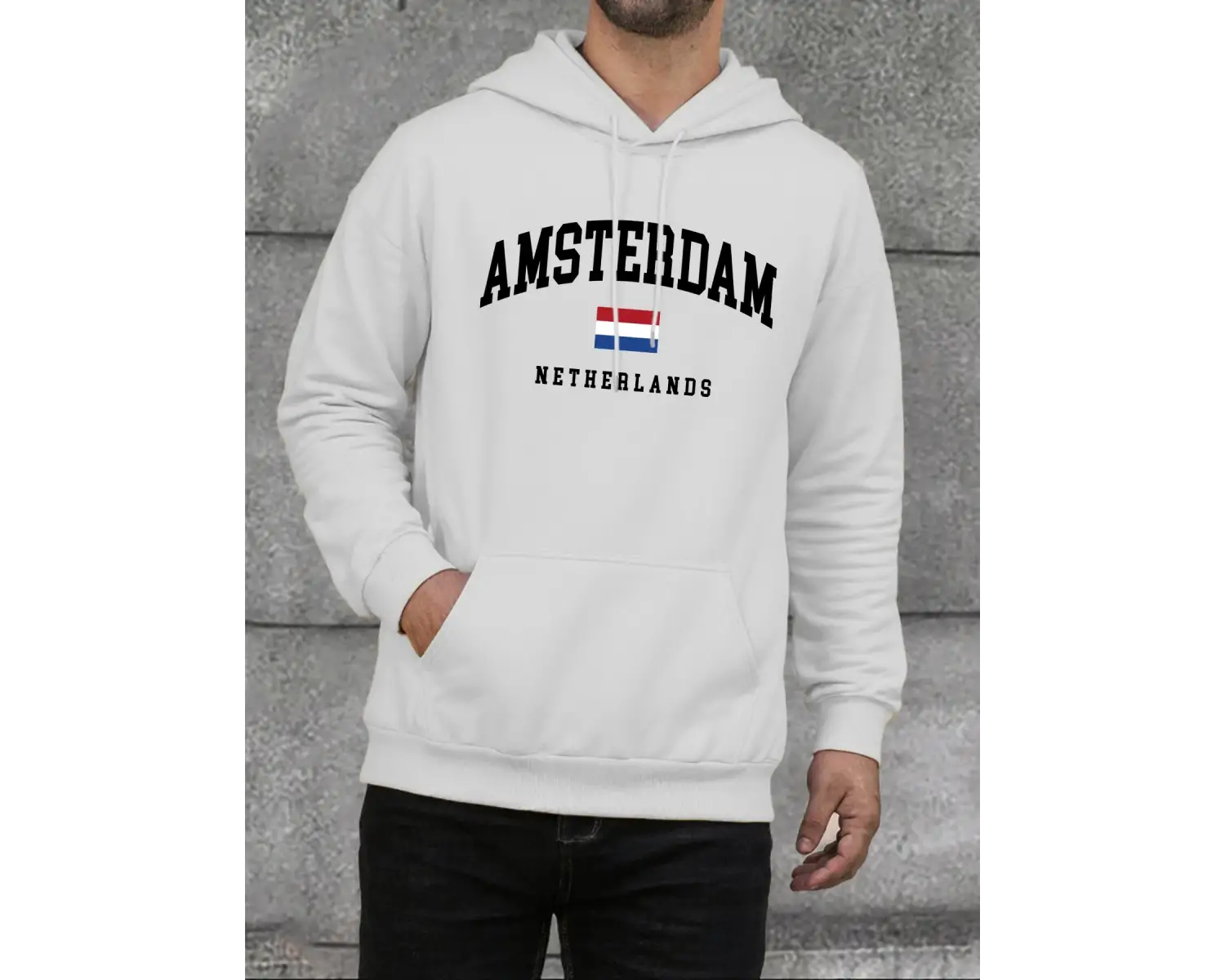 Amsterdam Hollanda Bayrağı Baskı Erkek Kapüşonlular Moda Rahat Kapşonlu Polar Gevşek Hoody Yü