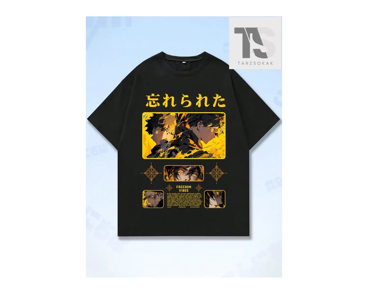 Anime Erkek Karikatür Baskı Yuvarlak Yaka Tişört