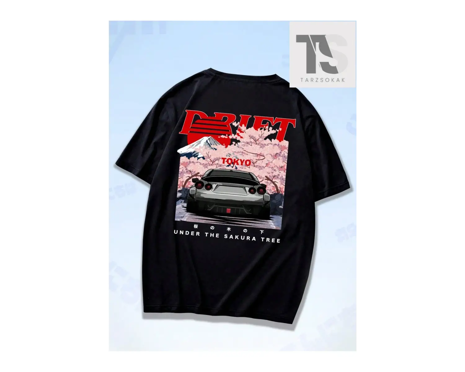 Anime Erkekler Pamuk Araba ve Mektup Grafikli Tişört