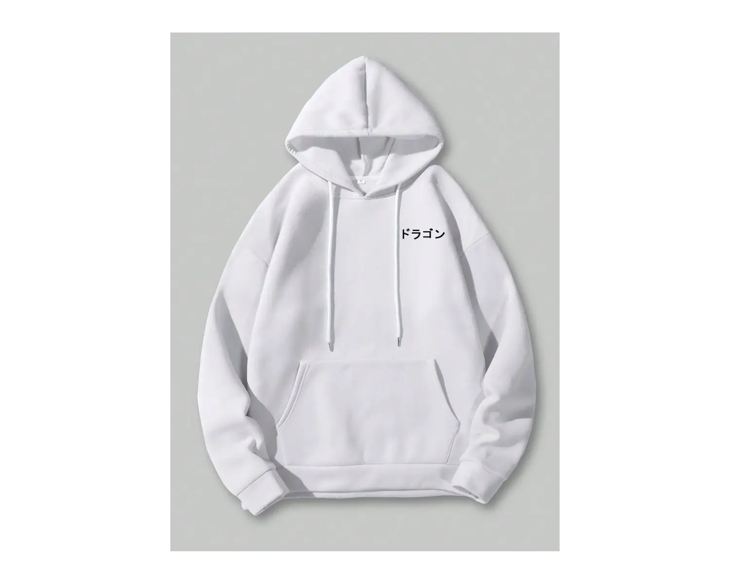 Anime Guys Dragon & Letter Graphic Drawstring Lined Hoodie Beyaz