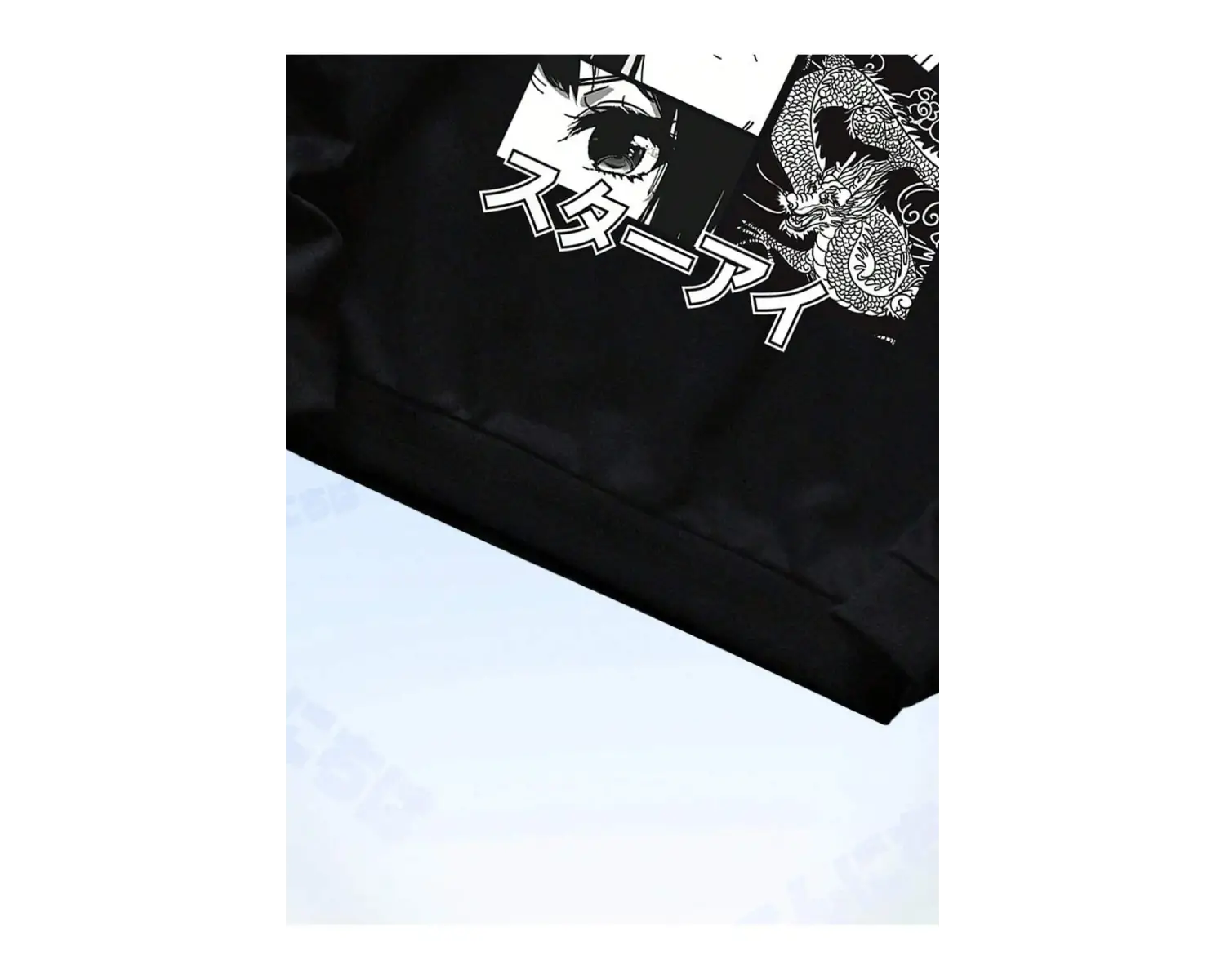 Anime Guys Letter Figure Graphic Sweatshirt Siyah