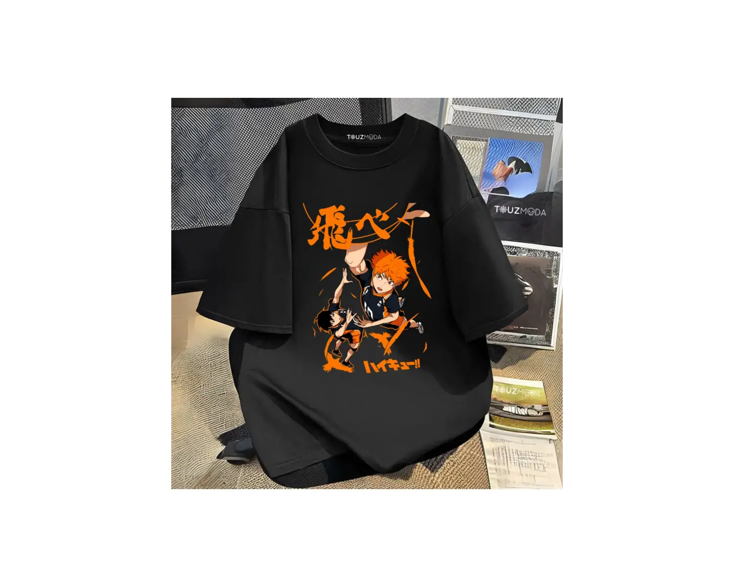 Anime Karasuno Haikyuu Baskılı Unisex Oversize