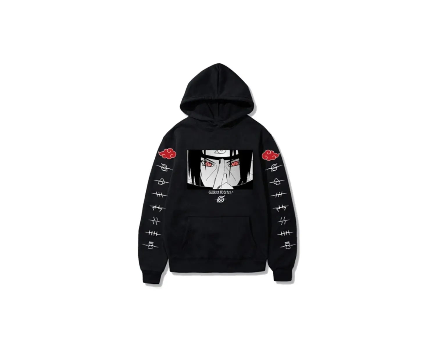Anime Naruto Uchiha Siyah Unisex Normal Kalıp Kapşonlu Hoodie