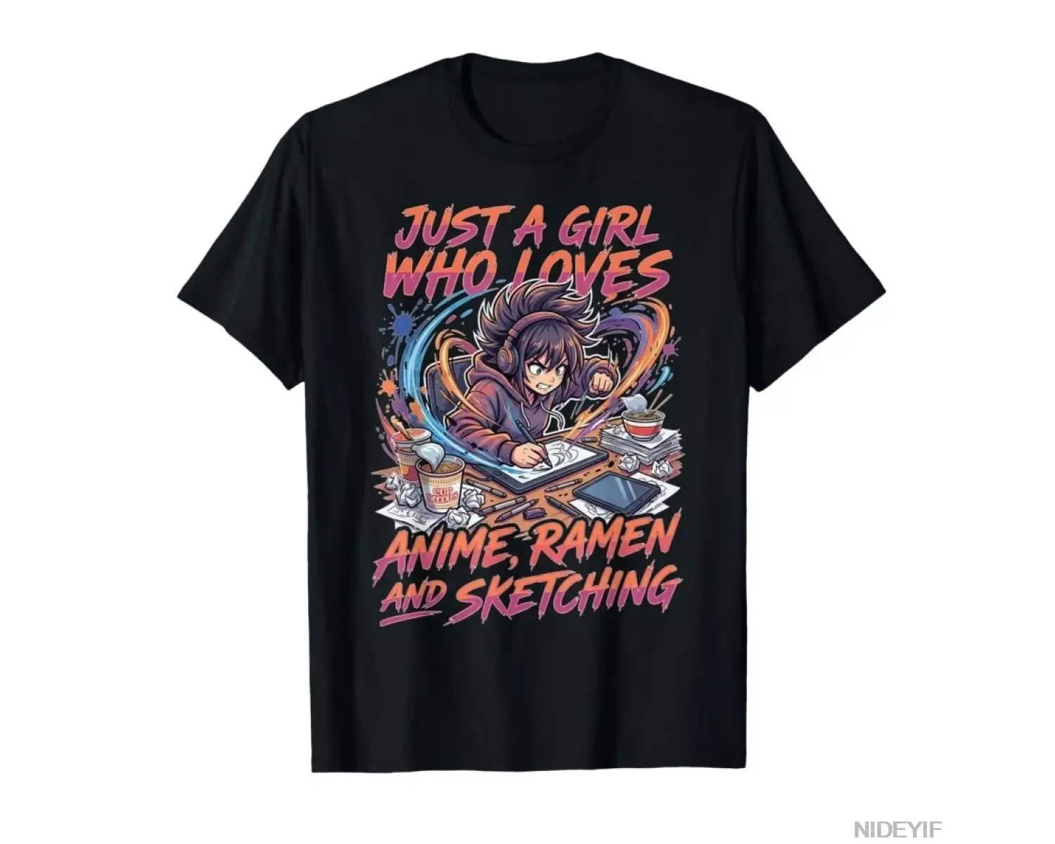 Anime Rameni ve Manga Çizimini Seven Sadece Bir Kız Erkekler ve Kadınlar İçin Manga Severler