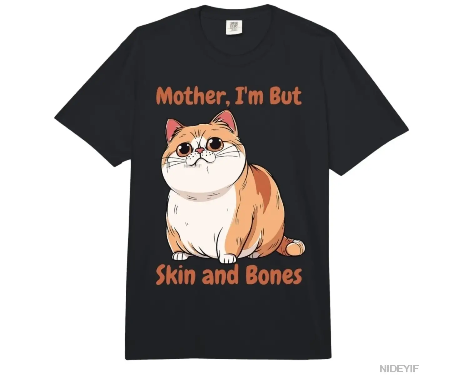 Anne Ben Sadece Deri ve Kemiklerim Var Komik Şişman Kedi Meme Tişörtü Erkekler Kadınlar İçin