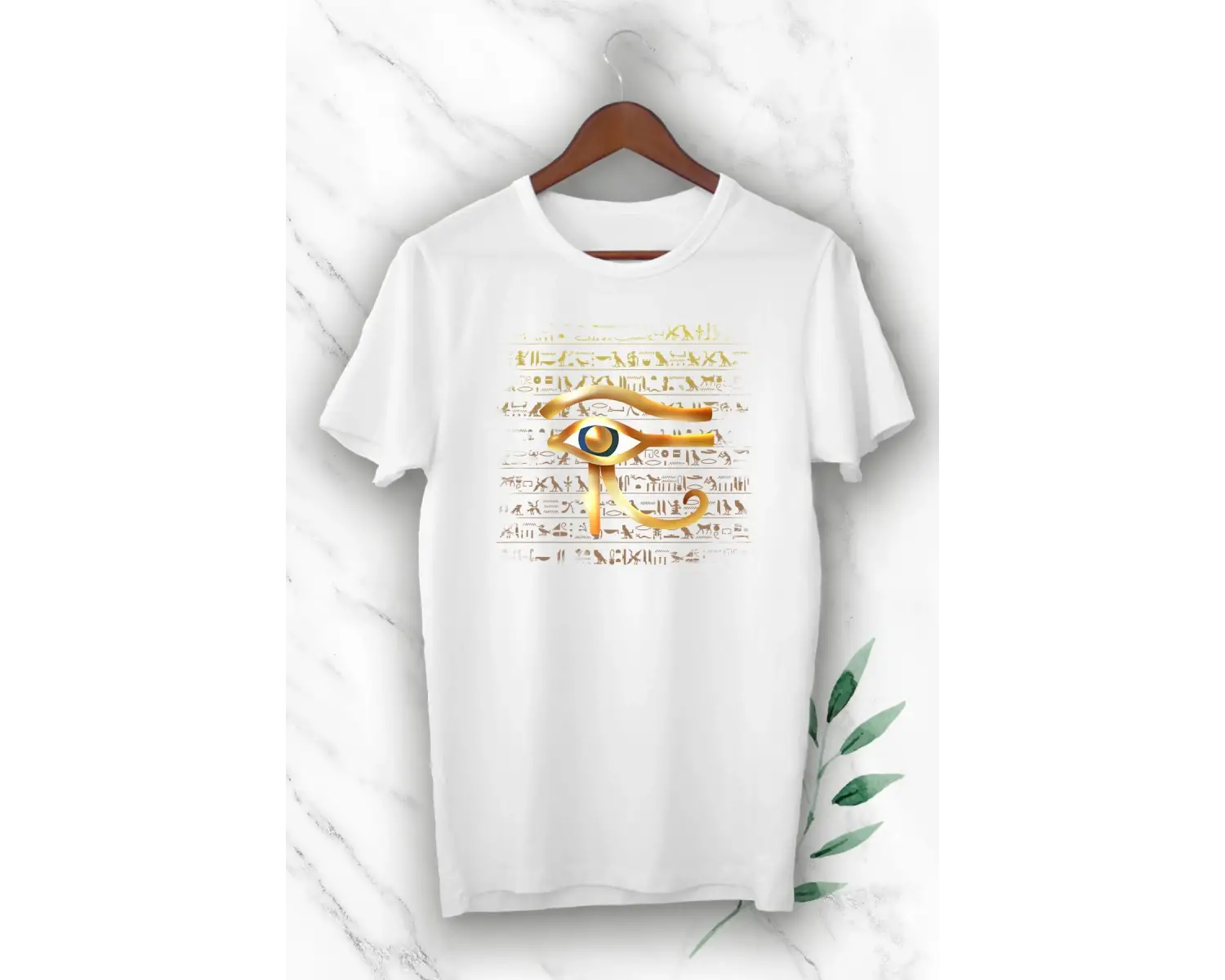 Antik Mısır Horusun Gözü Baskılı Beyaz Unisex  T-Shirt