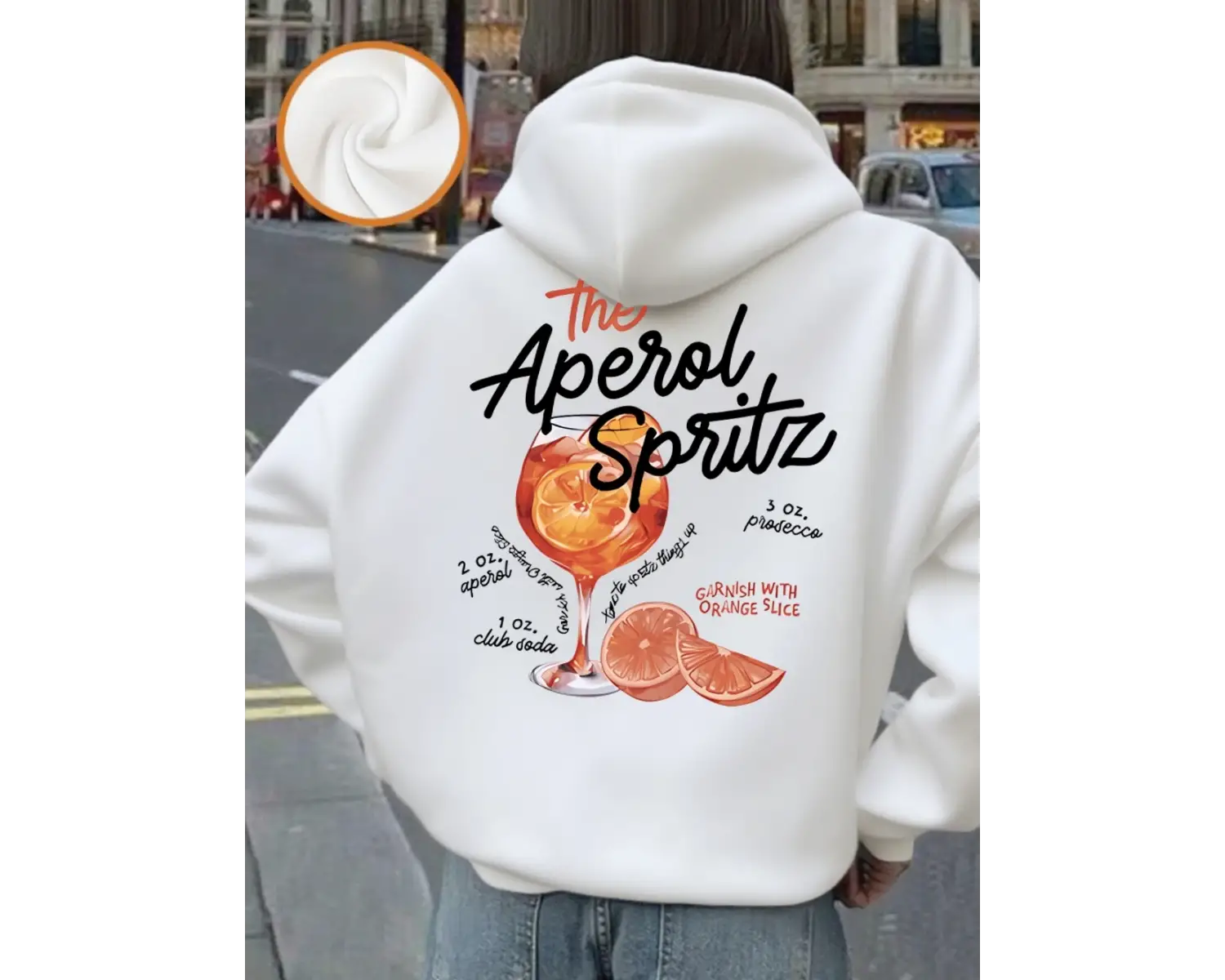 Aperol Spritz Limonlu İçecek Baskılı Kapüşonlu Üstler Kadın Günlük Cepli Sweatshirtler Kışlık
