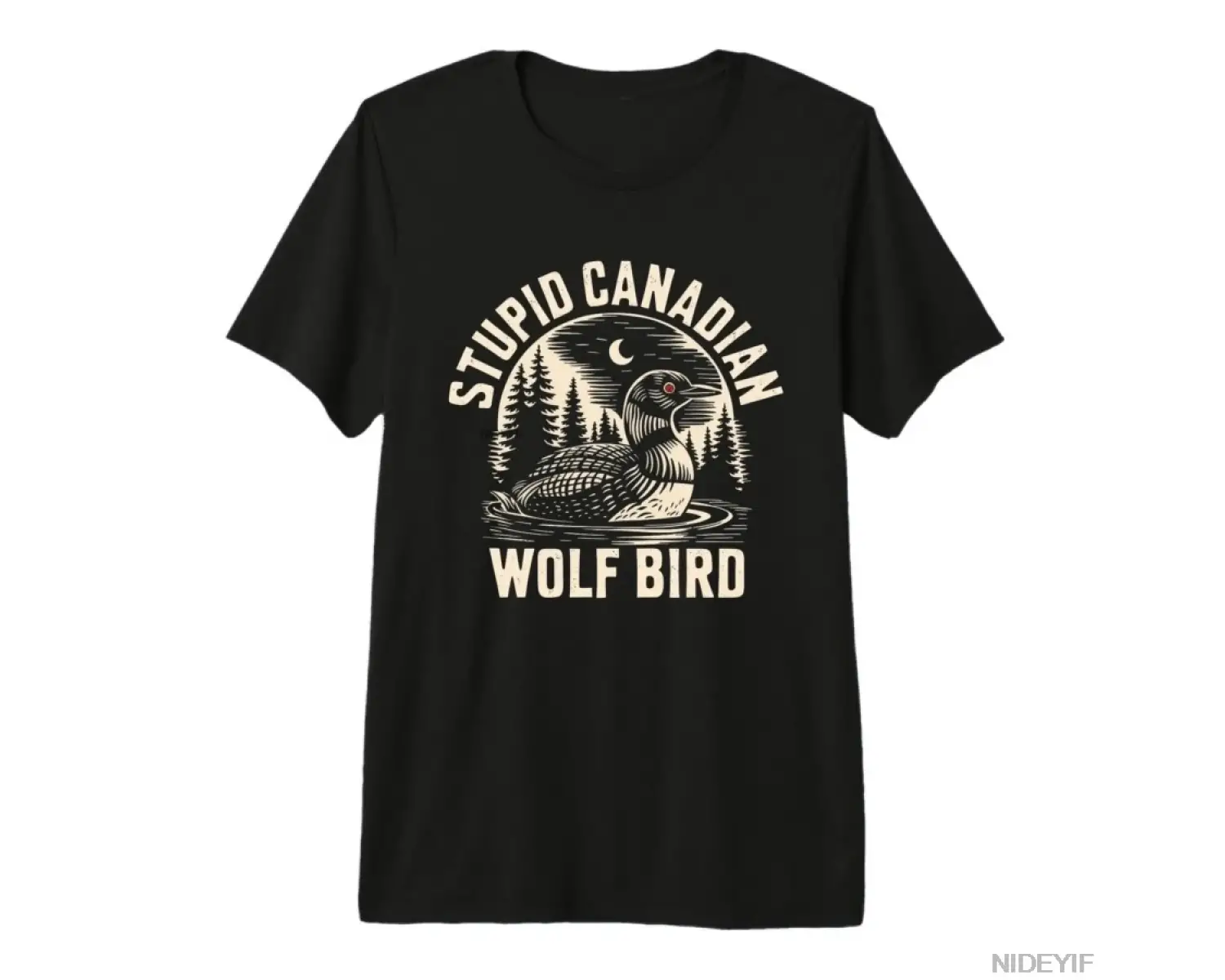 Aptal Kanadalı Tshirt Komik Kurt Kuş Loon Hokeyi Yaban Hayatı T-shirt Erkekler Kadınlar Için