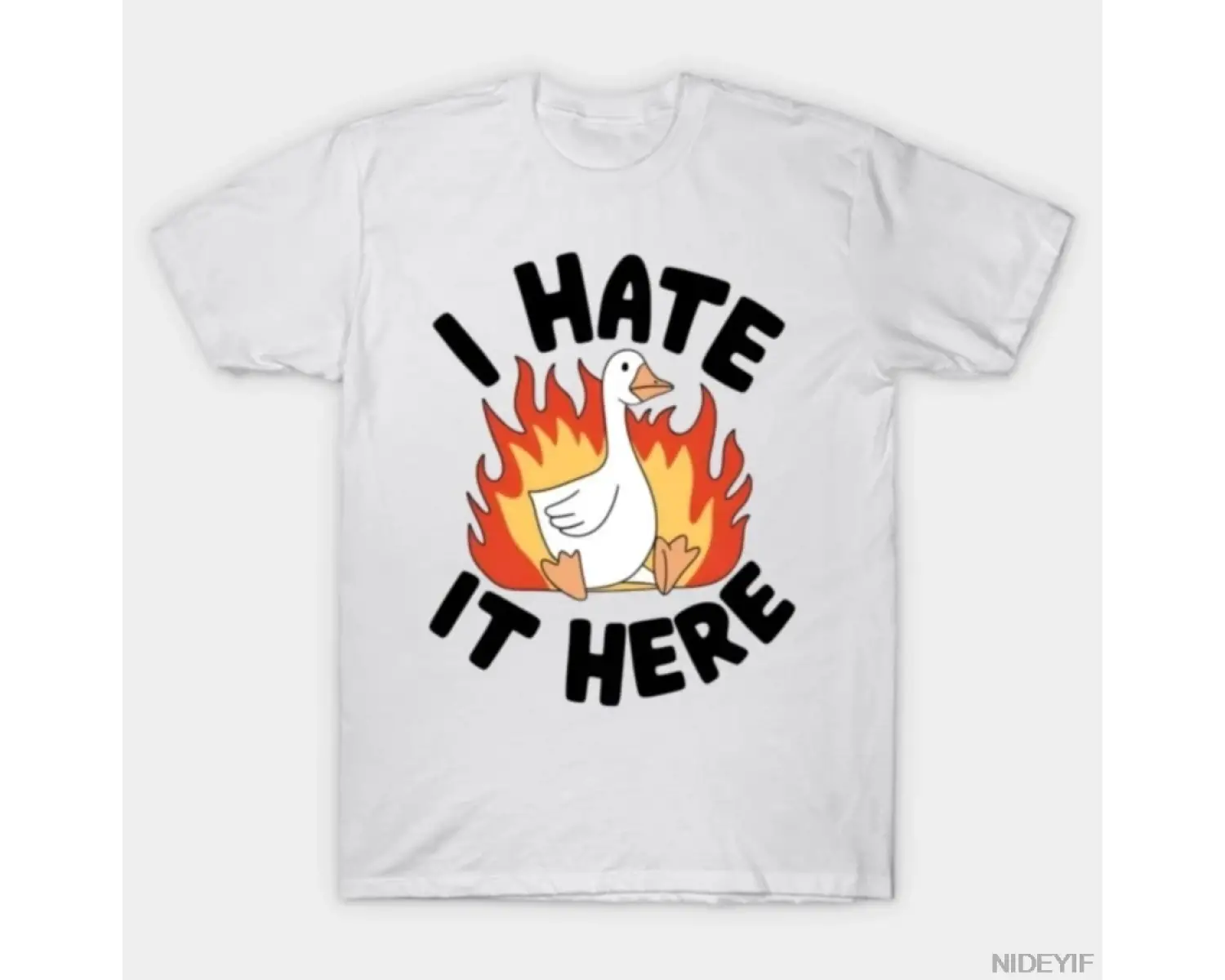 Aptal Kaz Ben Burada Nefret Ediyorum Erkekler Kadınlar İçin Tişört %100 Pamuklu Tişörtler Kıs