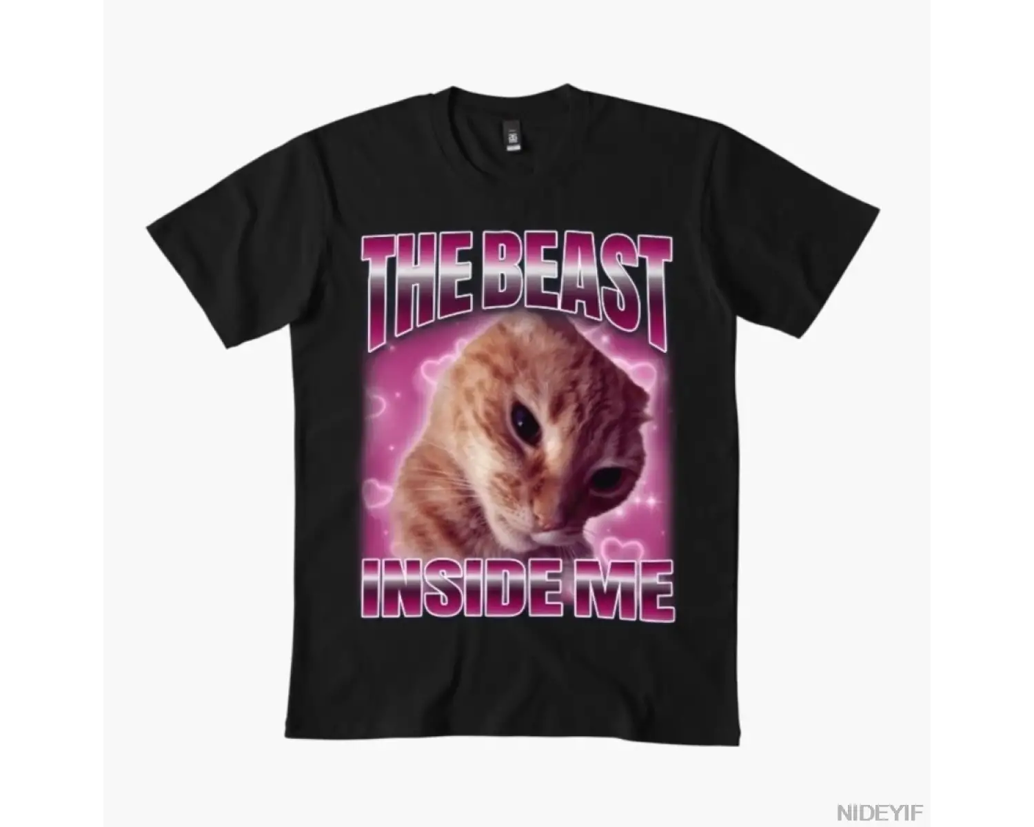 Aptal Kedi Canavar İçimde Meme T-shirt Erkekler Kadınlar Için % 100% Pamuk T Shirt Kısa Kollu