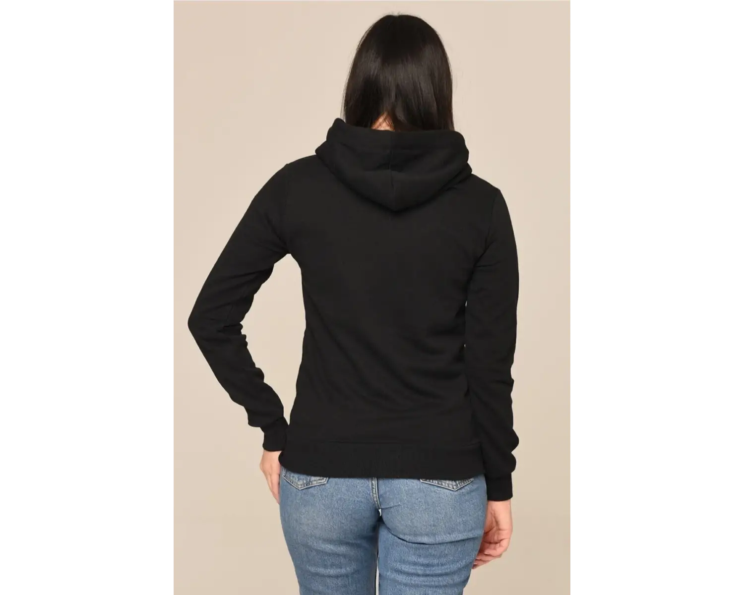 Arascom Kadın Siyah Fermuarlı Kapüşonlu Hırka Ars-swt