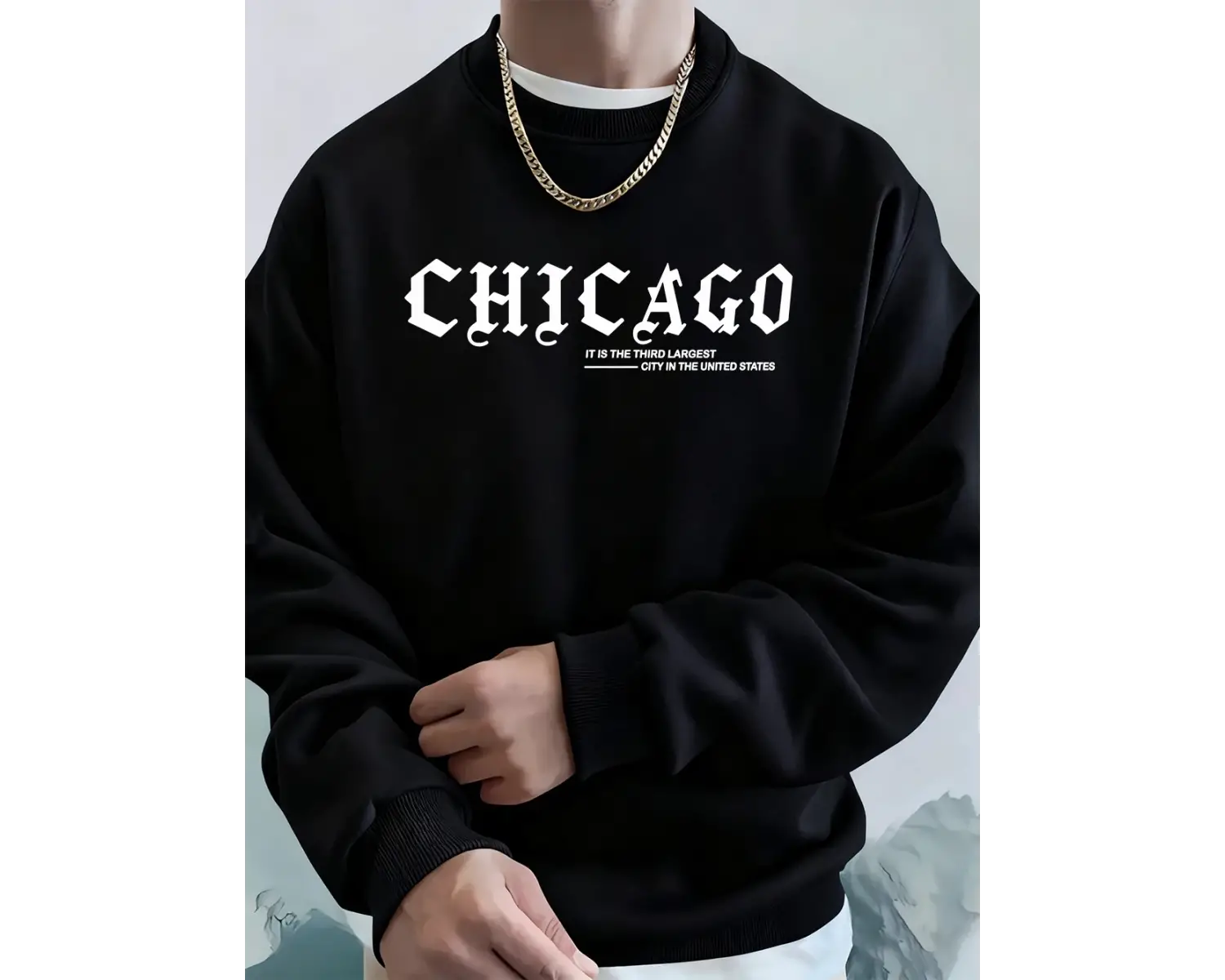 Art City Chicago Sloganı Baskılar Erkekler Kapüşonlular Sonbahar Polar Sıcak Tişörtü Rahat Ge