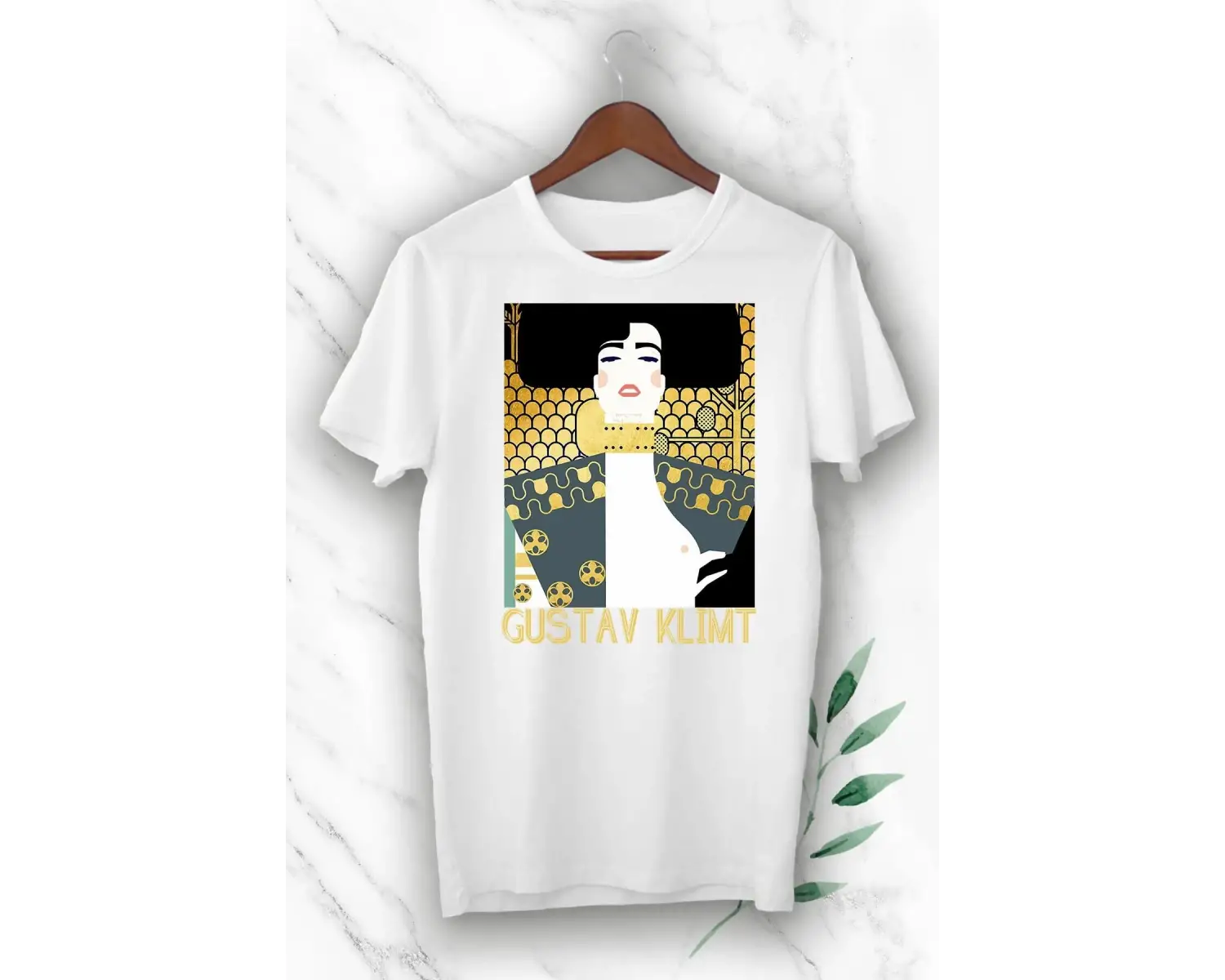 Art Gustav Klimt Eseri Baskılı Beyaz Unısex Tişört