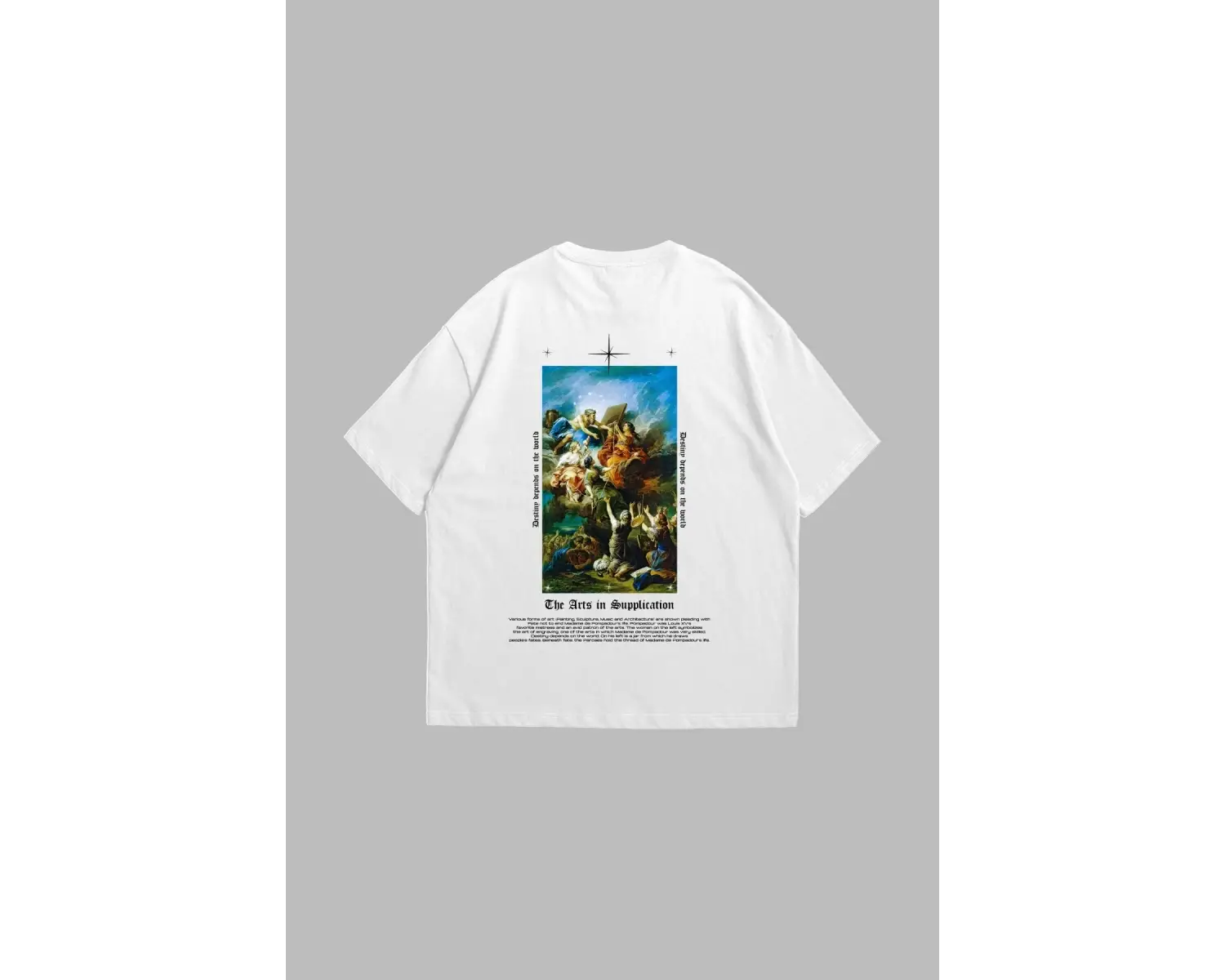 Art Is Supplication Siluet Baskılı Oversize Unisex Beyaz
