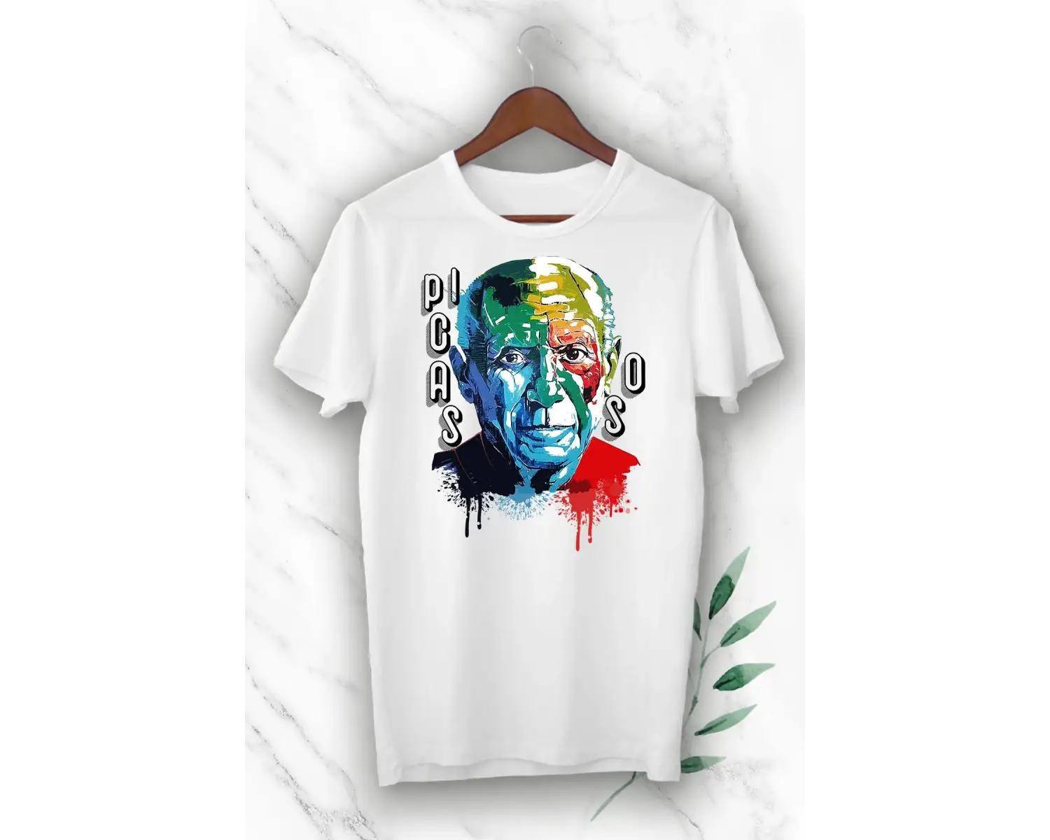 Art Pablo Picasso Baskılı Beyaz Unısex Tişört