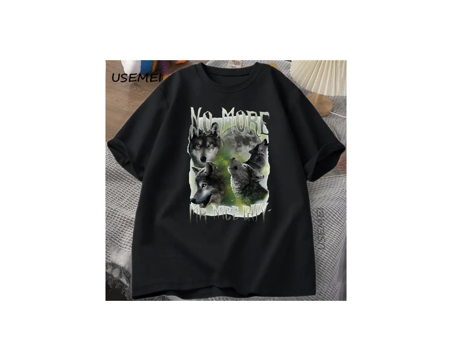 Artık Mr Nice Guy Grafik T Shirt Komik Kurtlar Meme T-Shirt O-Boyun Yuvarlak Yaka Kısa Kollu 3041