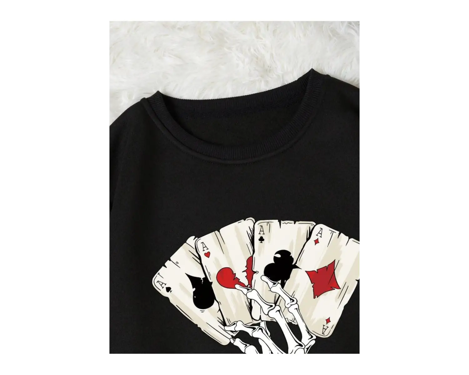 AS Renkli Oversize Bisiklet Yaka Pamuklu Sweatshirt Siyah