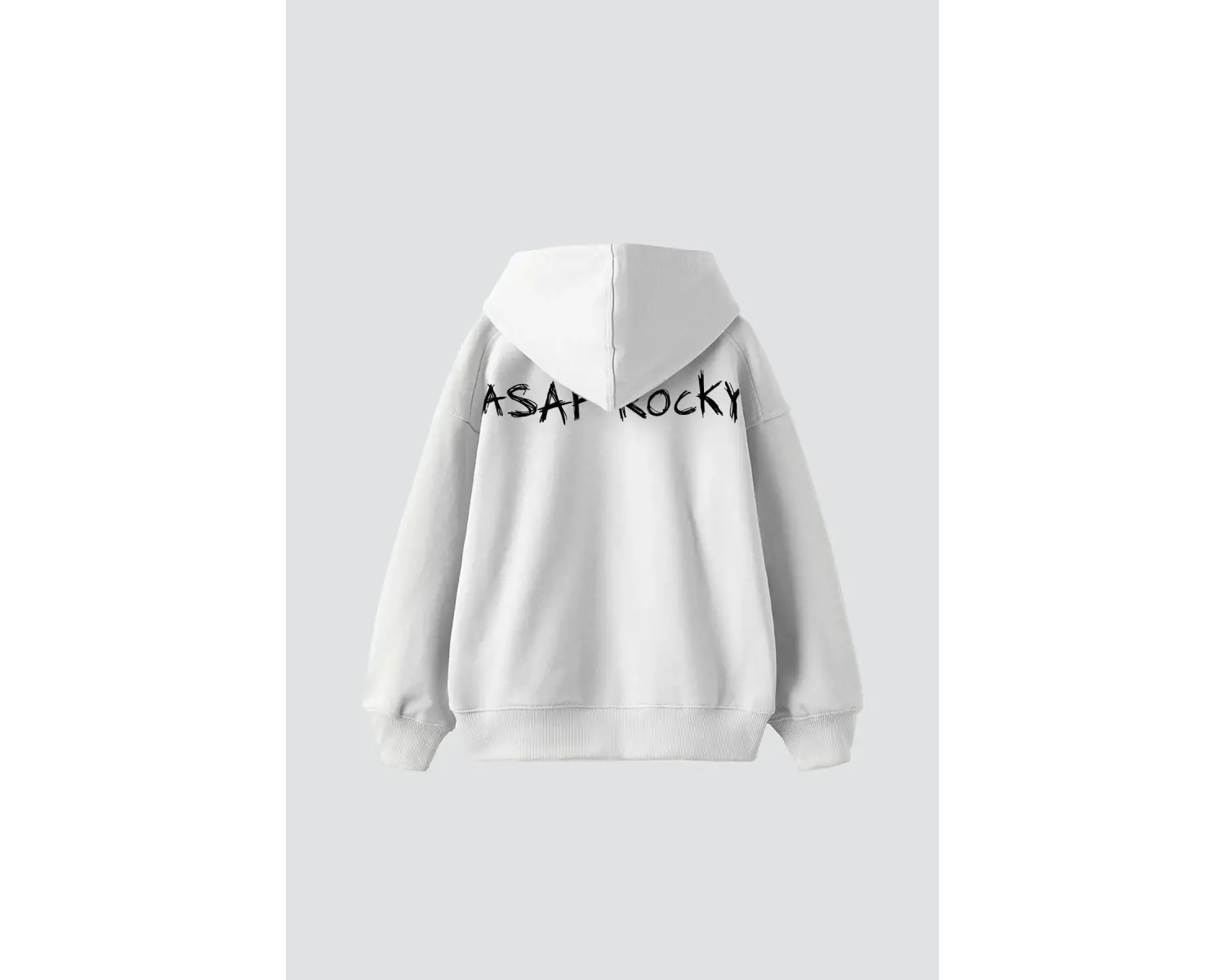 Asap Rocky Baskılı Oversize Unisex Premium Beyaz