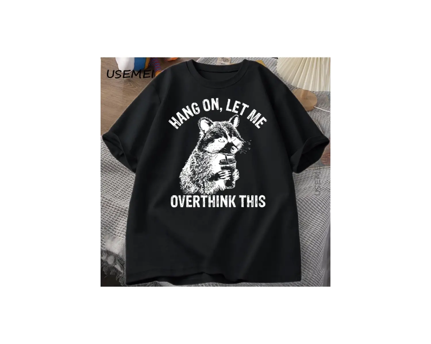 Asın Bu T Shirt Erkek Kadın Rakun Komik T-Shirt Çöp Panda TeeRahat Kısa Kollu Pamuklu 3075