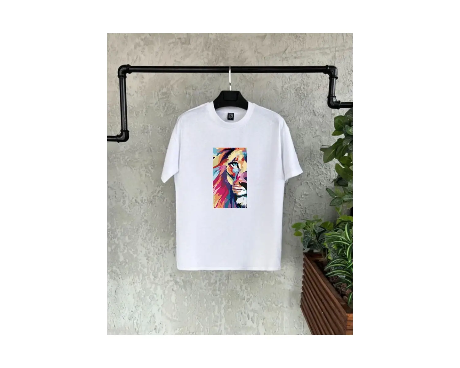 Aslan Baskılı Beyaz Baskılı Erkek