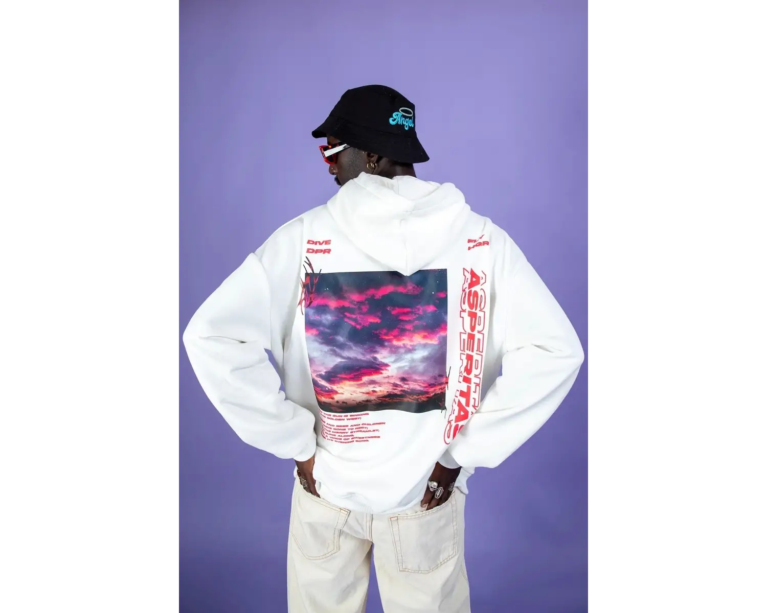 Asperitas Sırt Baskılı Oversize Unisex Beyaz