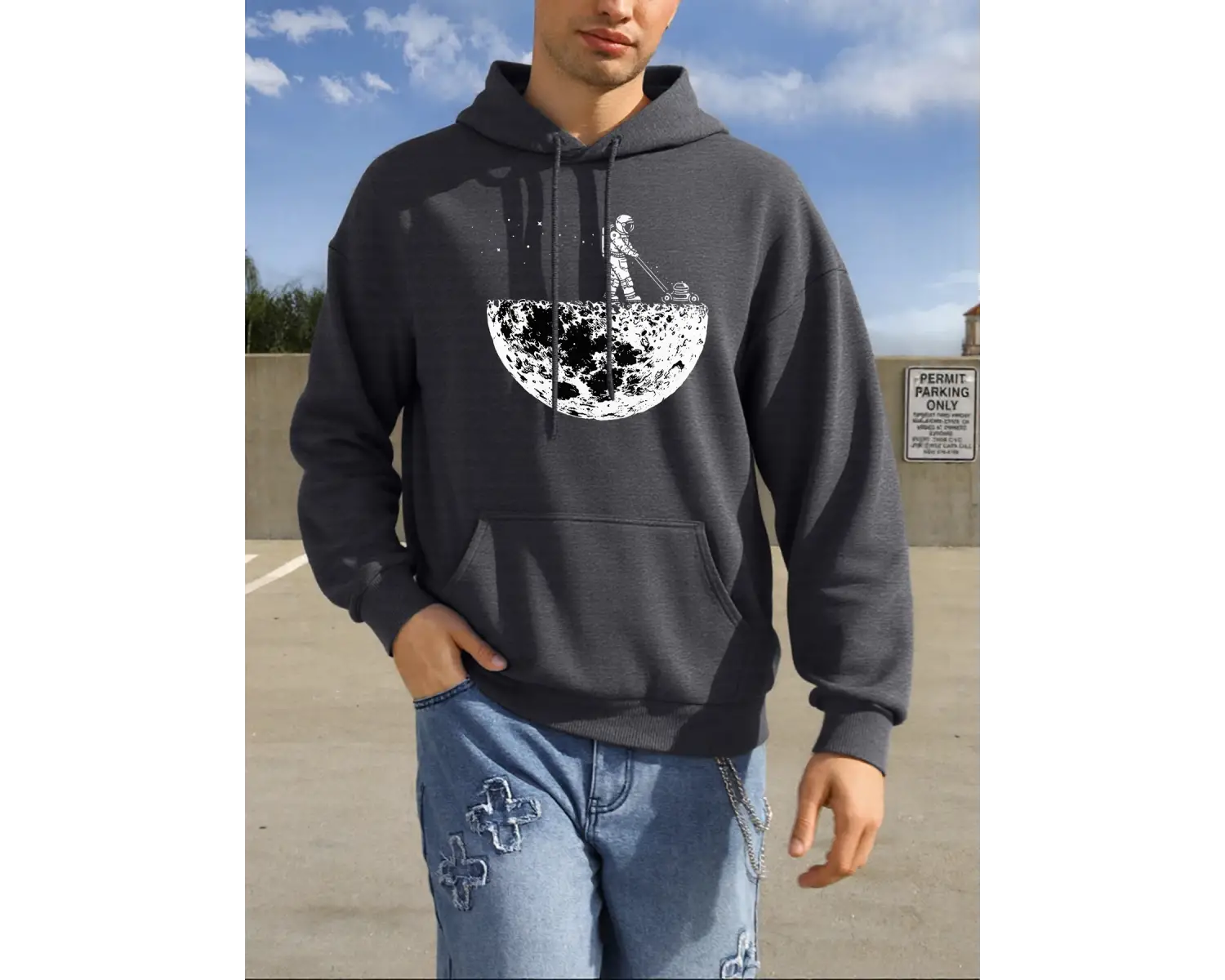 Astronotlar Gezegeni Temizliyor Baskılı Erkekler Kapüşonlular Hip Hop Polar Hoodie Moda Bisik