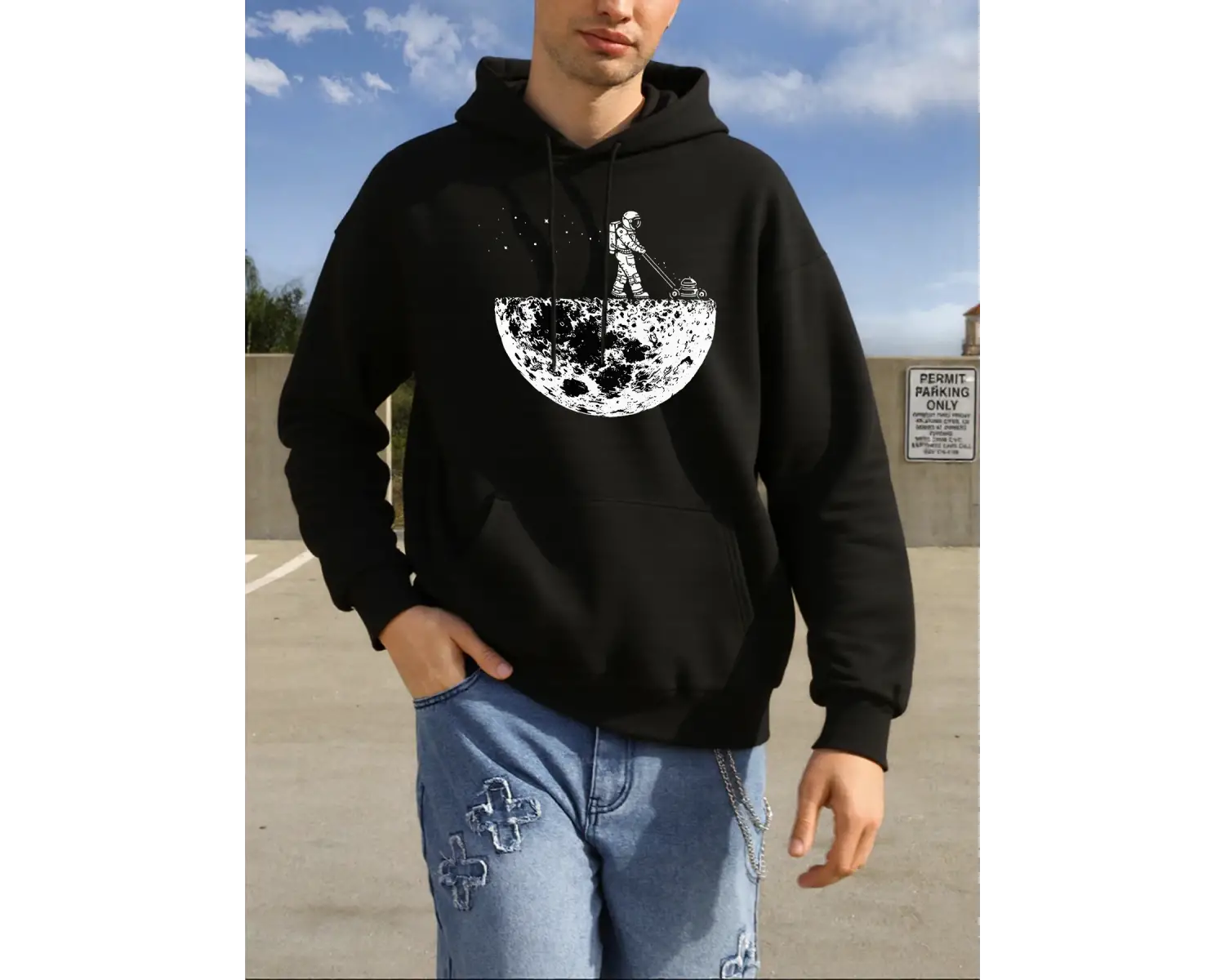 Astronotlar Gezegeni Temizliyor Baskılı Erkekler Kapüşonlular Hip Hop Polar Hoodie Moda Bisik
