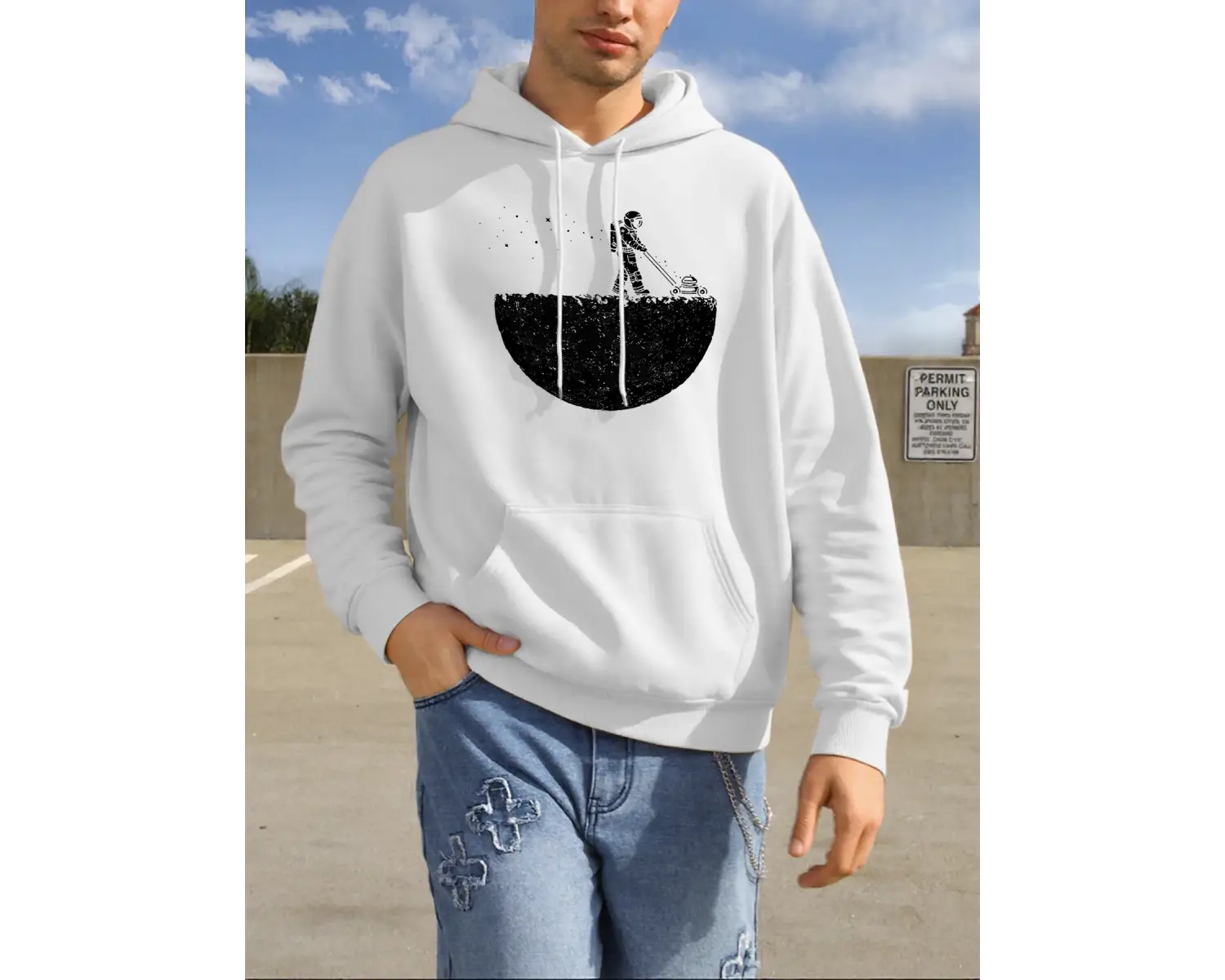 Astronotlar Gezegeni Temizliyor Baskılı Erkekler Kapüşonlular Hip Hop Polar Hoodie Moda Bisik
