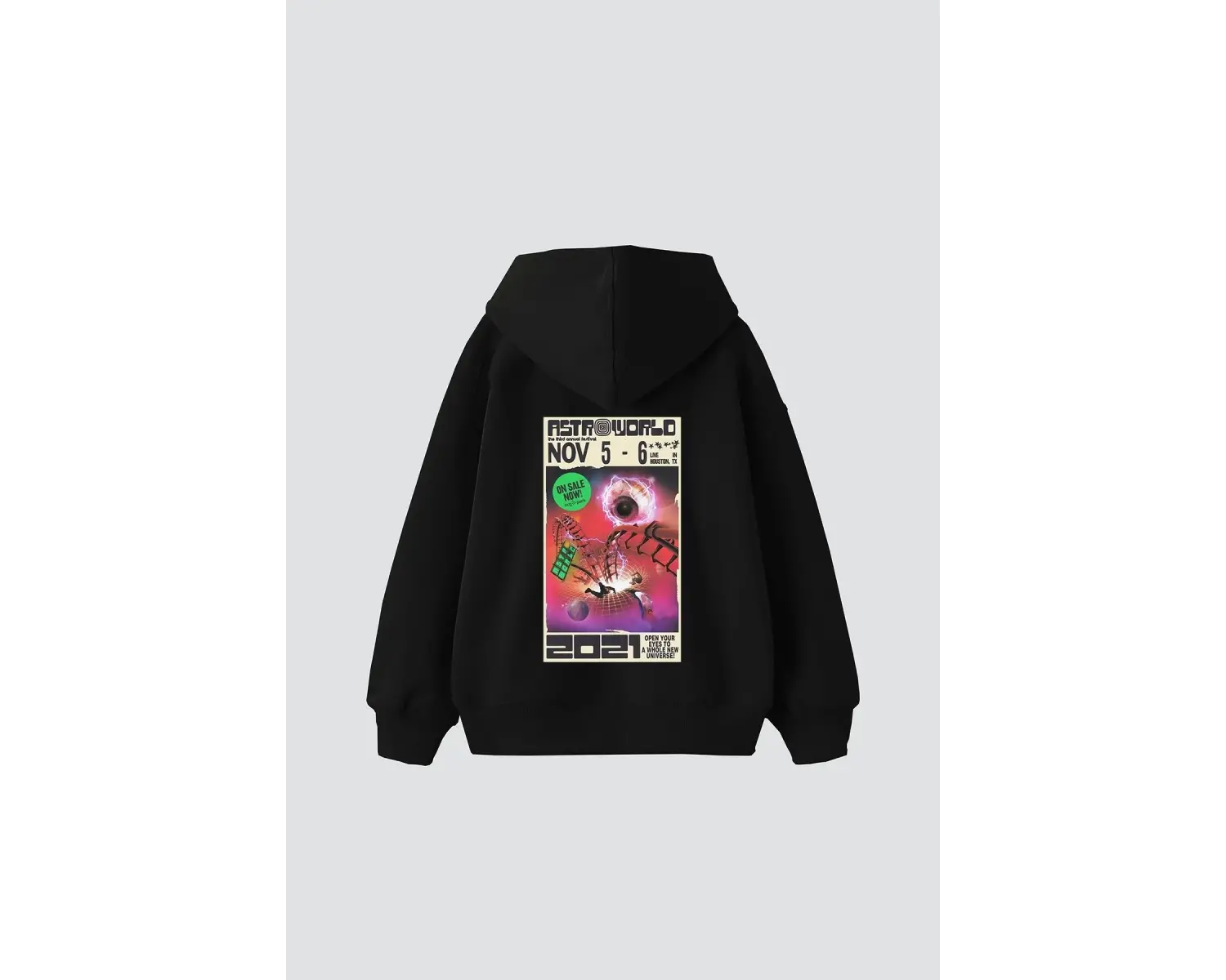 AstroWorld Baskılı Oversize Unisex Beyaz