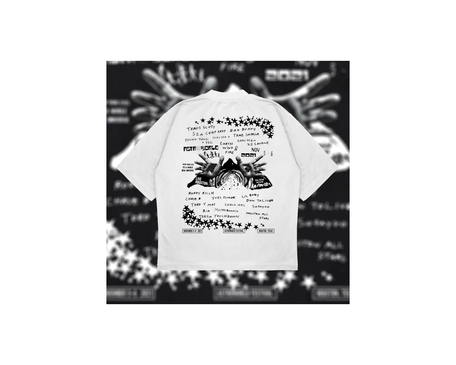 Astroworld Oversize Unisex Pamuklu Nefes Alan Kalın Kumaşlı