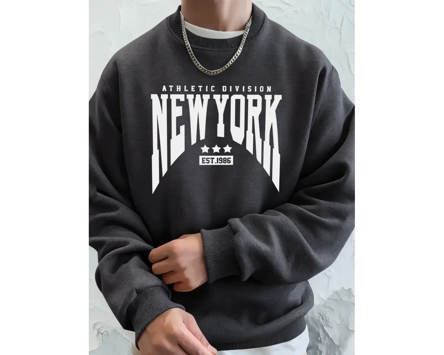 Athletic Division New York Est 1986 Baskı Erkekler Sonbahar Modası Kapüşonlu Üst Uzun Kollu T