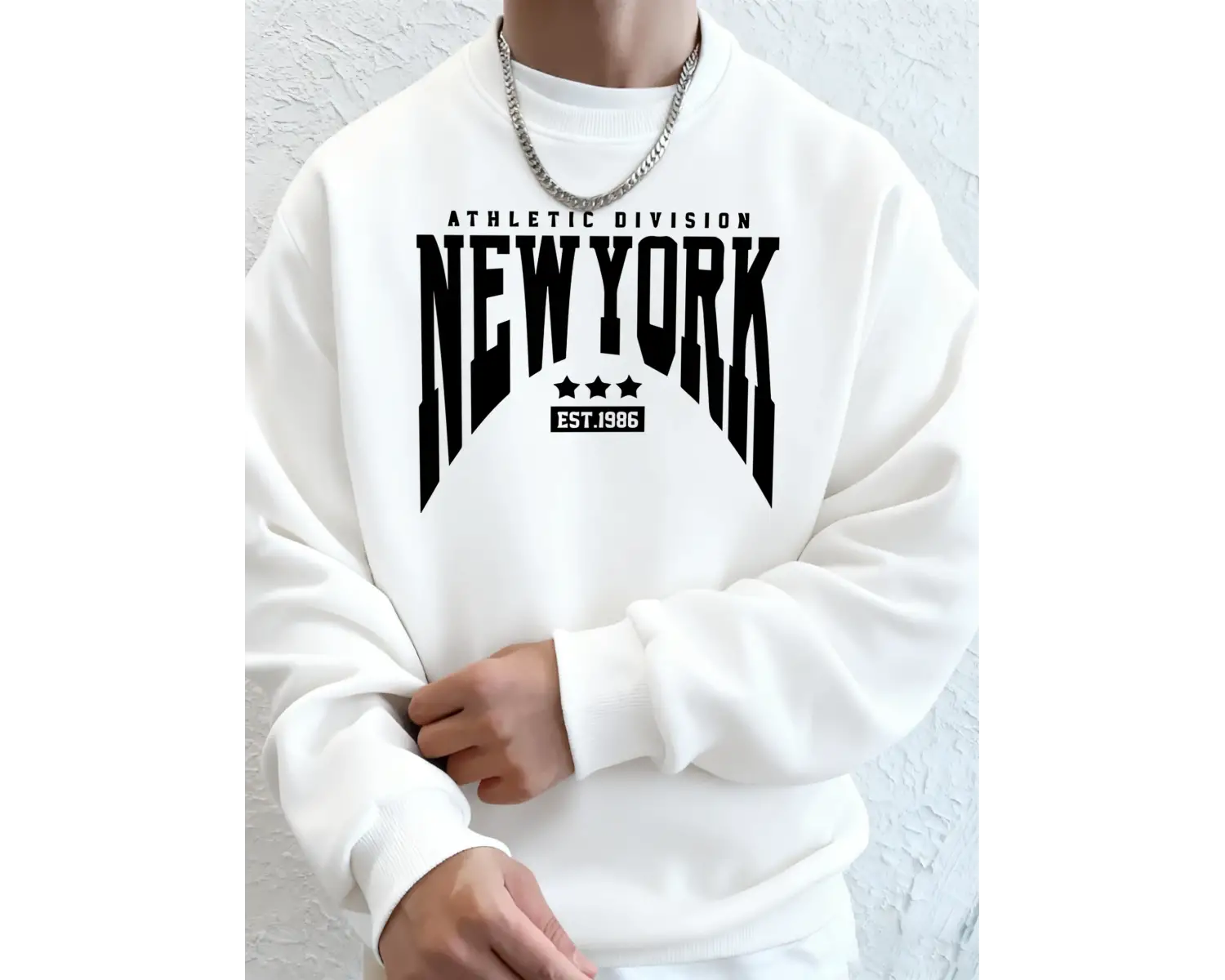 Athletic Division New York Est 1986 Baskı Erkekler Sonbahar Modası Kapüşonlu Üst Uzun Kollu T