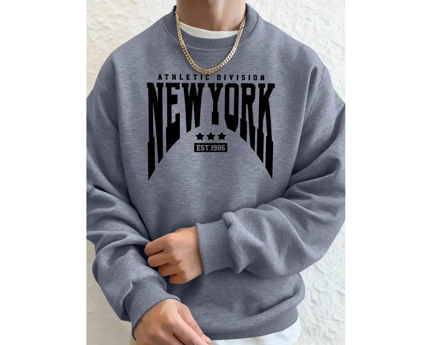 Athletic Division New York Est 1986 Baskı Erkekler Sonbahar Modası Kapüşonlu Üst Uzun Kollu T