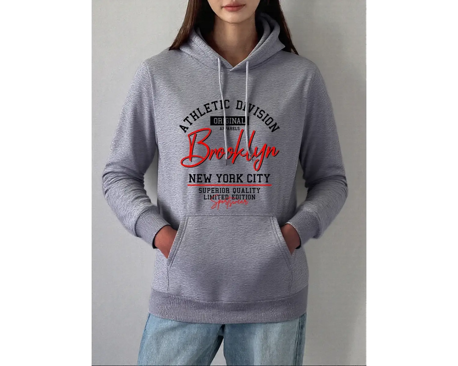 Atletik Bölümü Brooklyn Baskılar Kapüşonlular Bayan Temelleri Sportif Tişörtü Kış Polar Sıcak