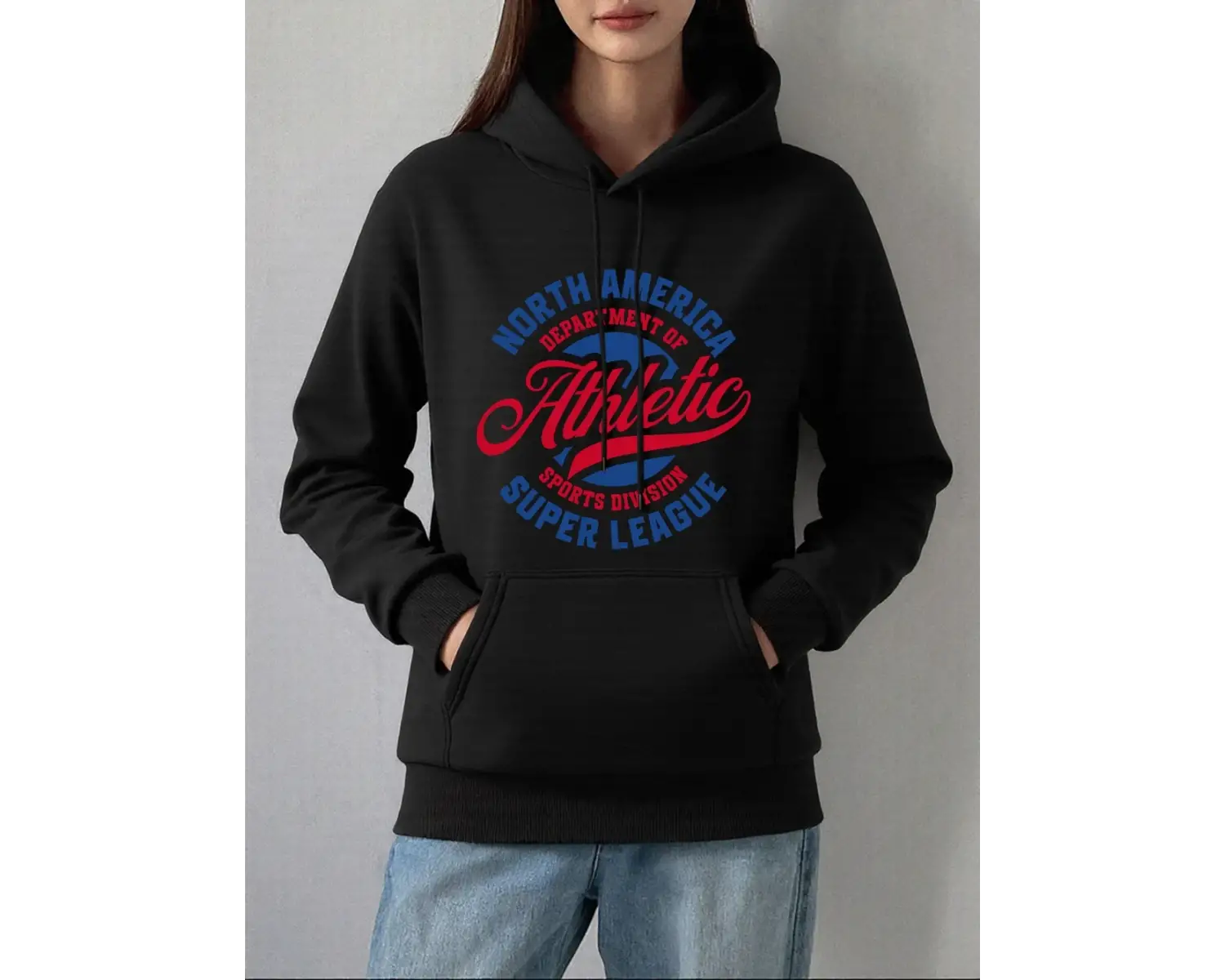 Atletik Spor Bölümü Baskılar Hoodie Kadın Rahat Cep Tişörtü Kış Polar Sıcak Kazak Temelleri S