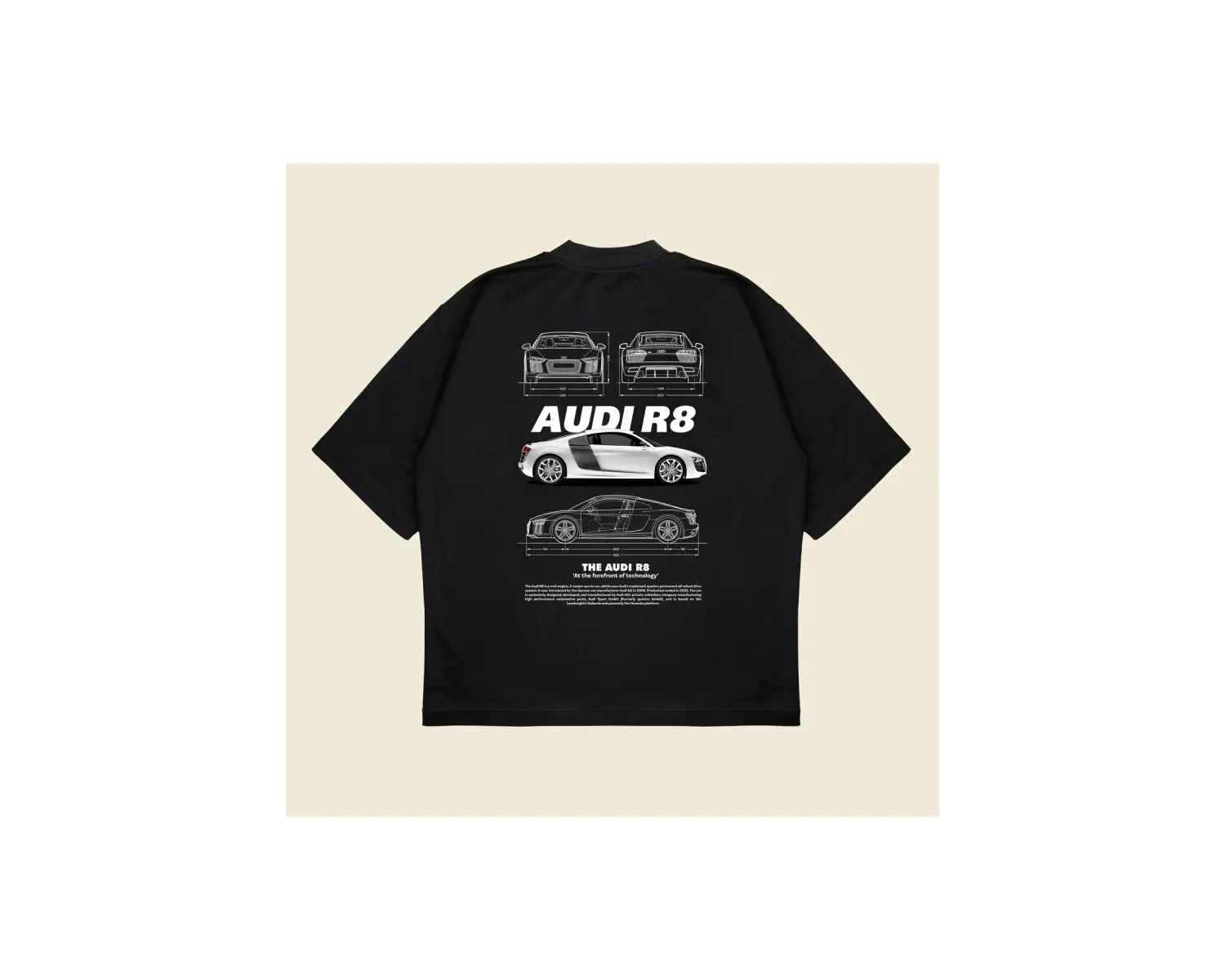 Audi R8 Boxy Fit Oversize Unisex Tshirt – Baskılı Tişört |