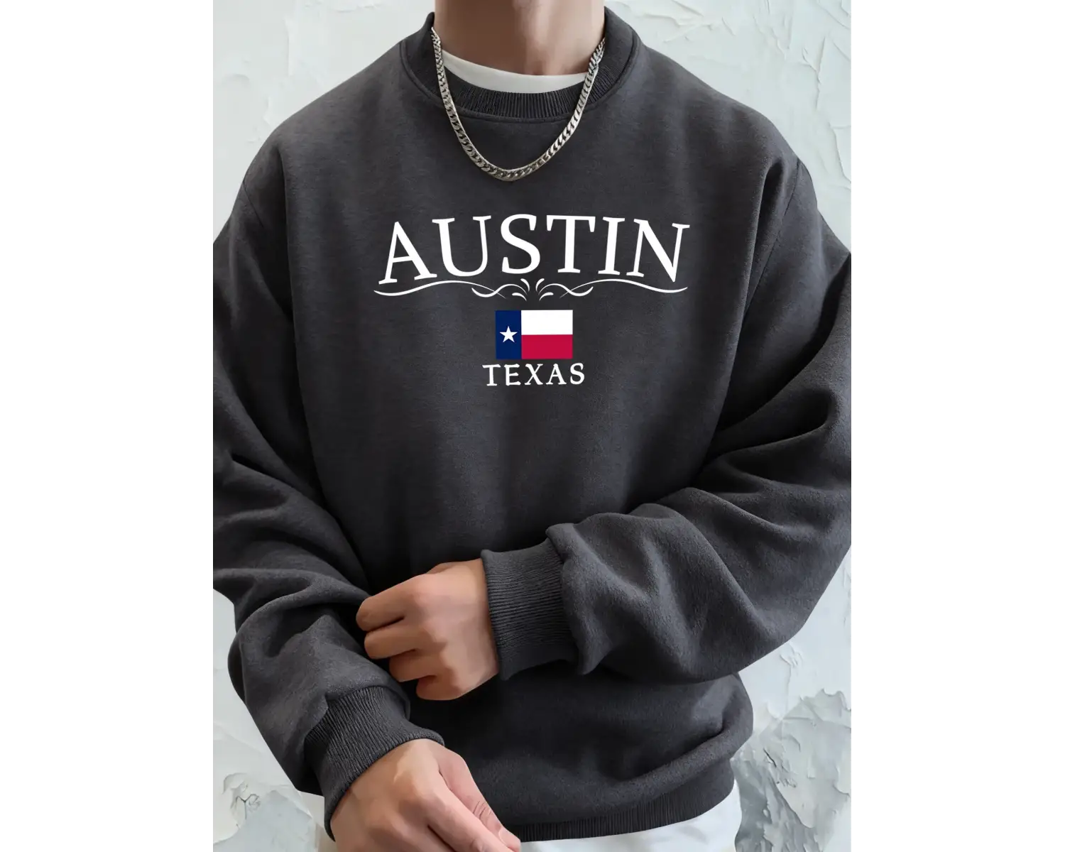 Austin Texas Mektup Baskılı Unisex Cepli Giysiler Basit Spor Sweatshirtler Polar Sonbahar Kap