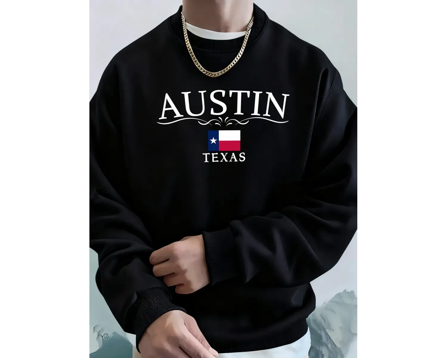 Austin Texas Mektup Baskılı Unisex Cepli Giysiler Basit Spor Sweatshirtler Polar Sonbahar Kap