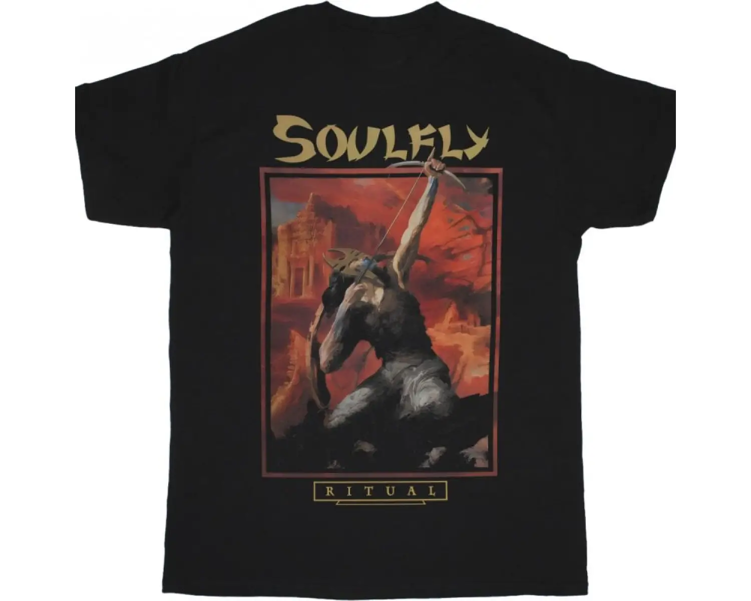AVANTASIA FLEUR DE LYS NEW BLACK T-SHIRT ÖN VE ARAKA BASKILI