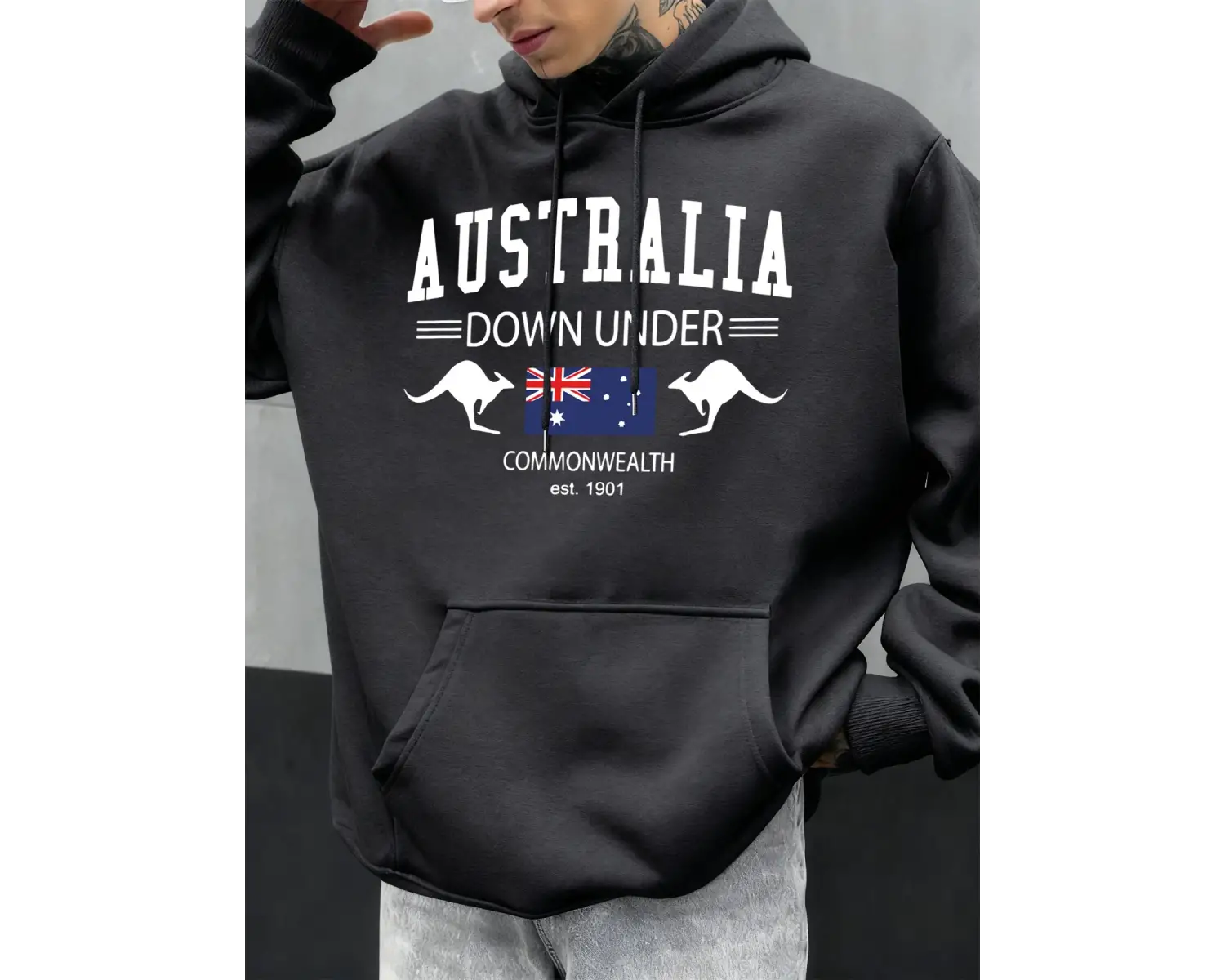 Avustralya Down Under Baskılar Erkekler Kapüşonlular Hip Hop Cep Hoody Sonbahar Moda Sokak Şı